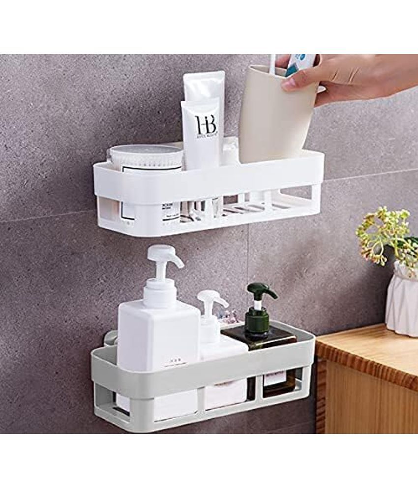     			Anshri White Plastic Wall mount Stand ( Pack of 2 )