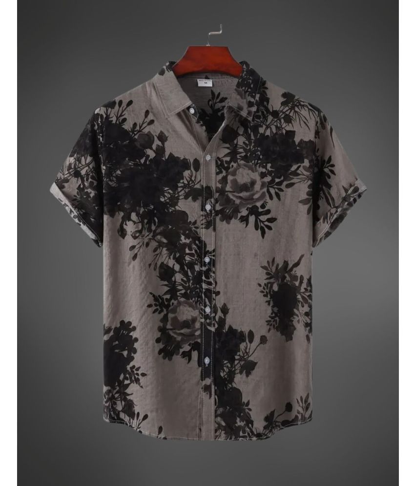     			BEAUE Poly Cotton Regular Fit Printed Half Sleeves Men's Casual Shirt - Black ( Pack of 1 )