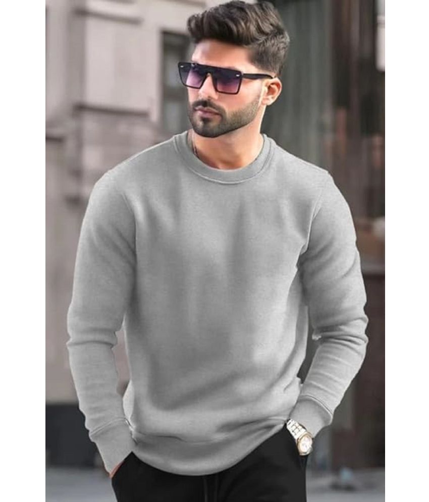     			HKS Fashion Fleece Round Neck Men's Sweatshirt - Grey ( Pack of 1 )