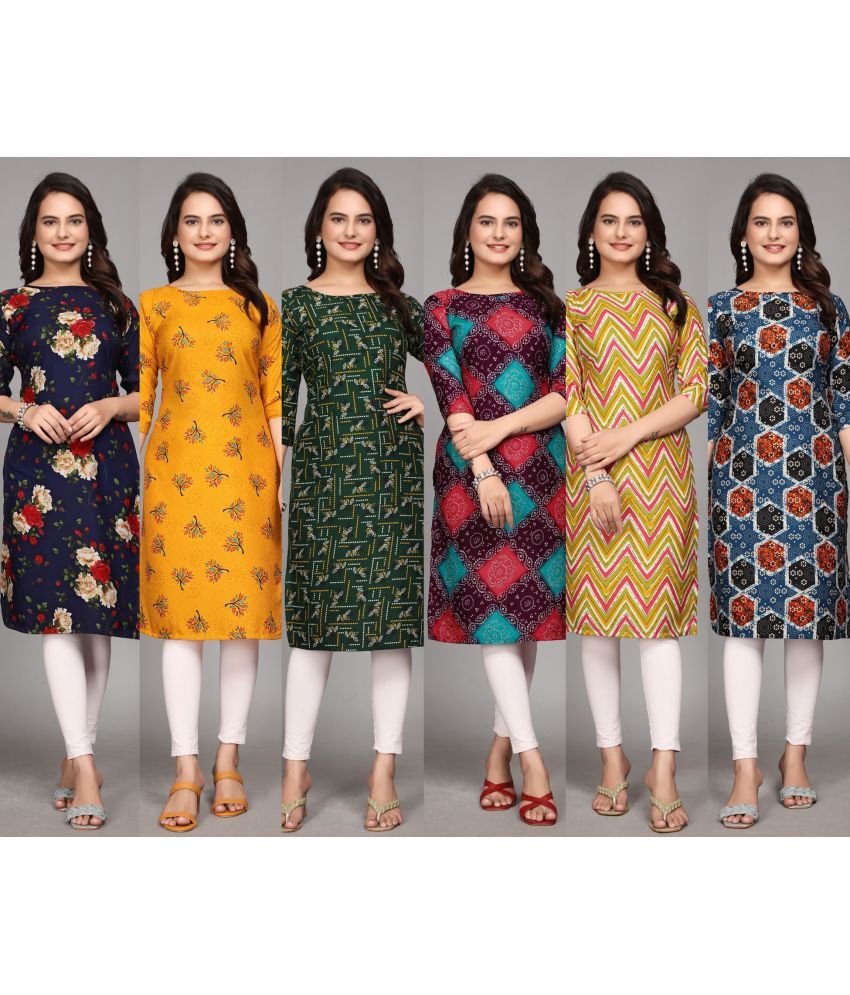     			KALAVRITTA Pack of 6 Crepe Printed Straight Women's Kurti - ( Multicolor5 )