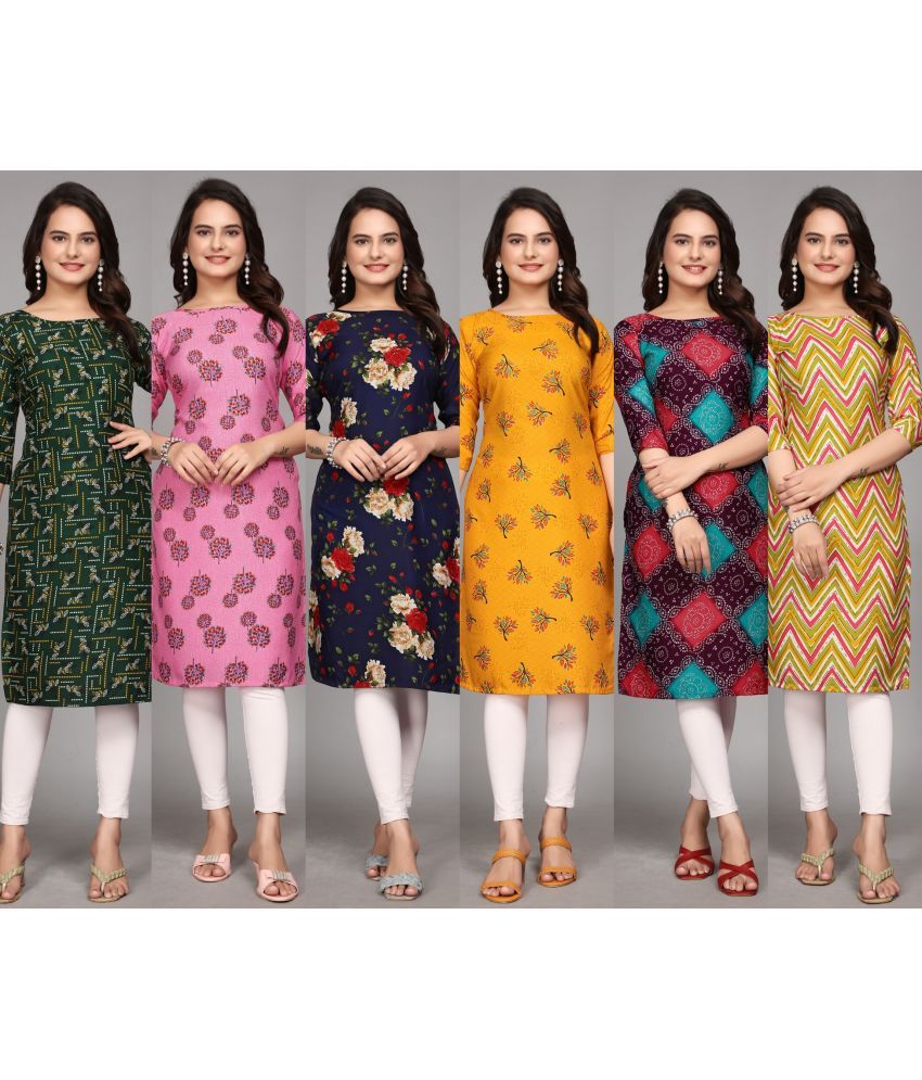     			KALAVRITTA Pack of 6 Crepe Printed Straight Women's Kurti - ( Multicolor4 )