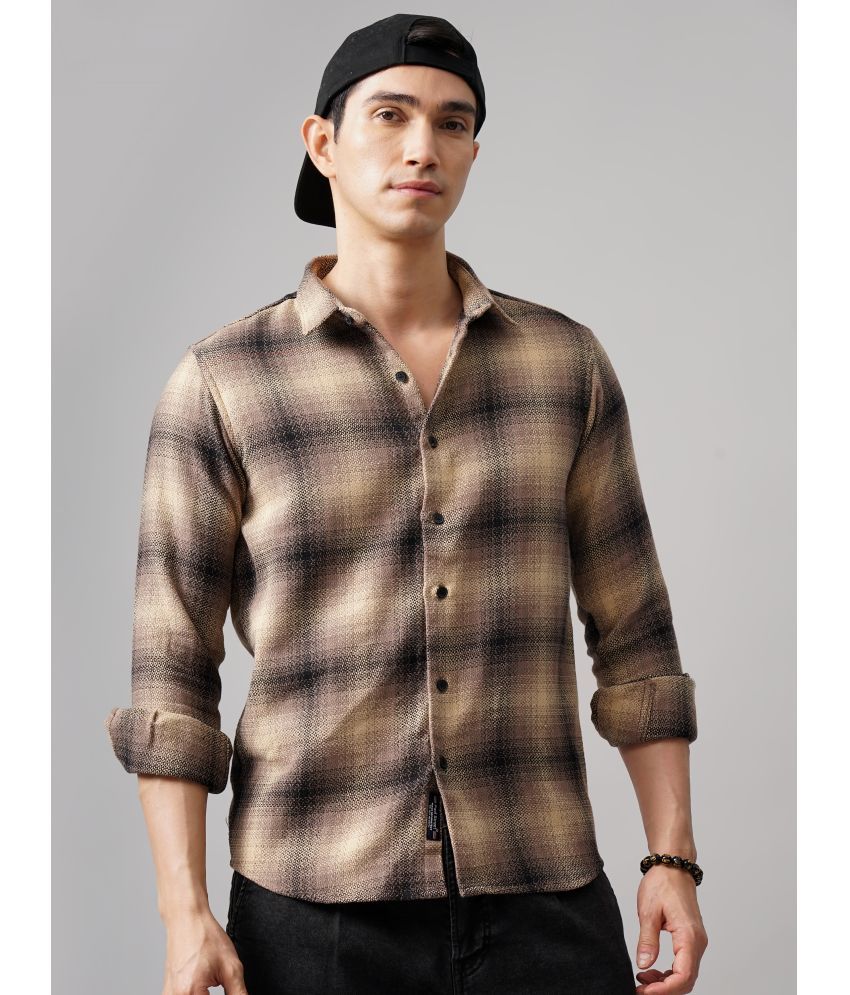     			Paul Street Cotton Blend Slim Fit Checks Full Sleeves Men's Casual Shirt - Brown ( Pack of 1 )