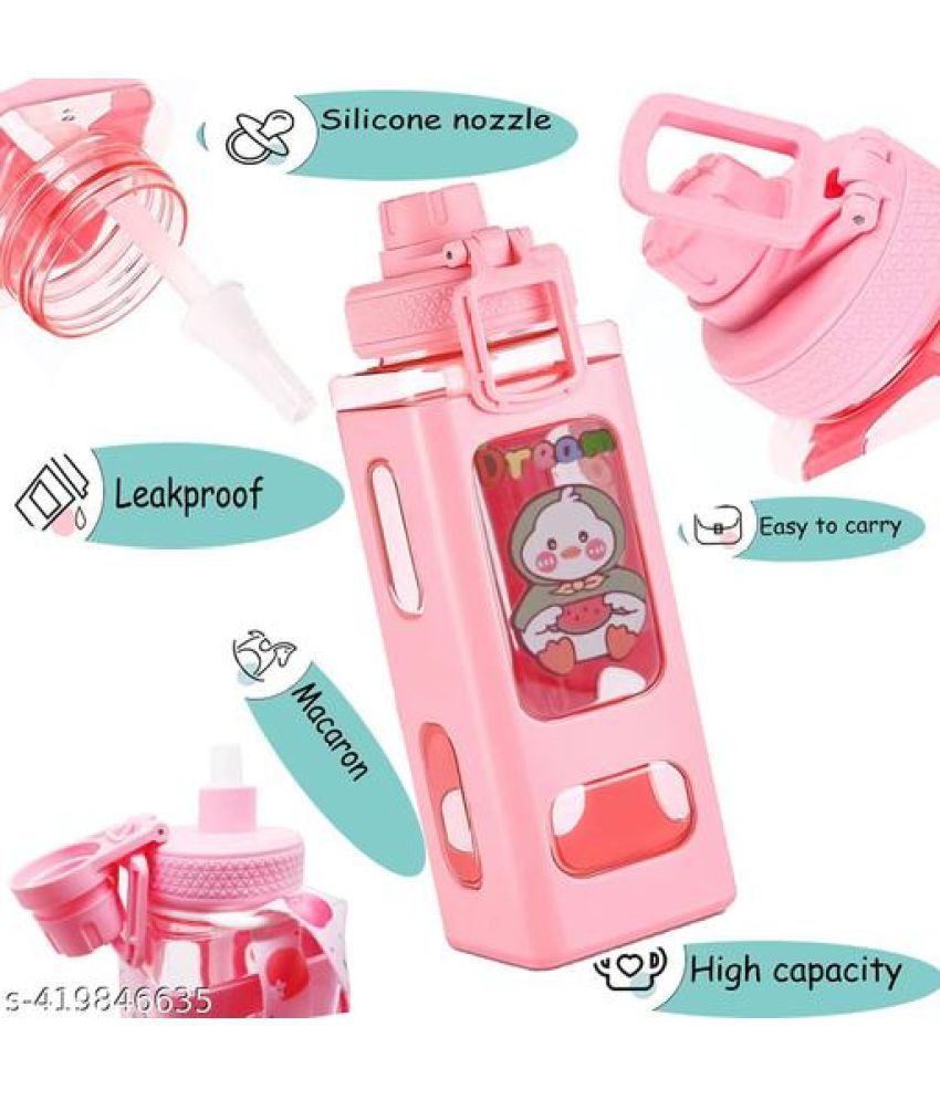     			Stysol Antic Square water bottle  Pink Plastic Fridge Water Bottle 1000 mL ( Set of 1 )