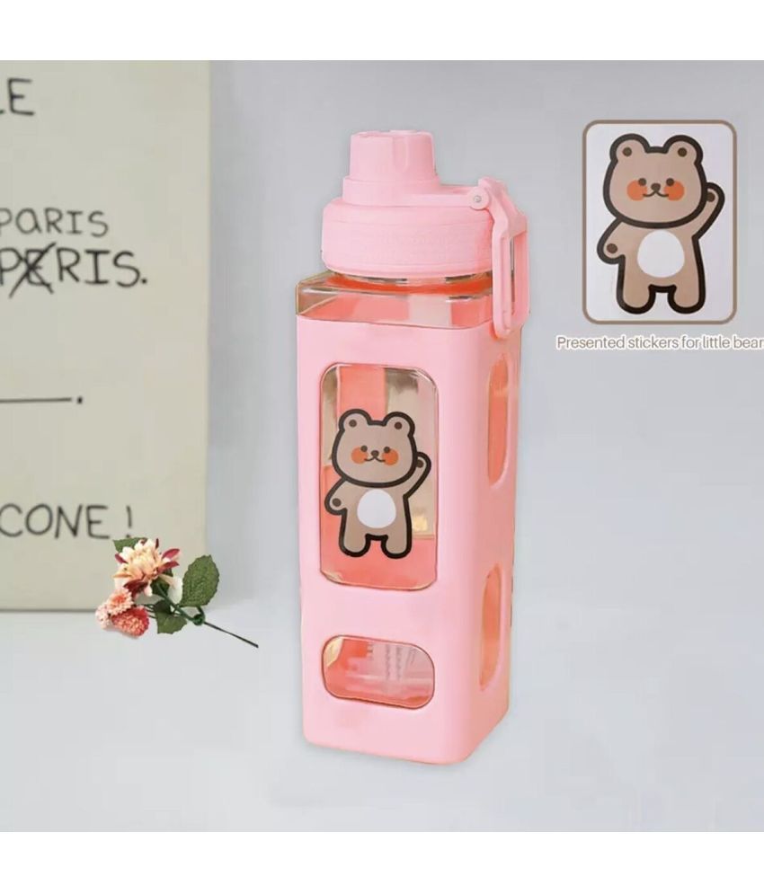     			Stysol Antic Square water bottle  Pink Plastic Water Bottle 1000 mL ( Set of 1 )