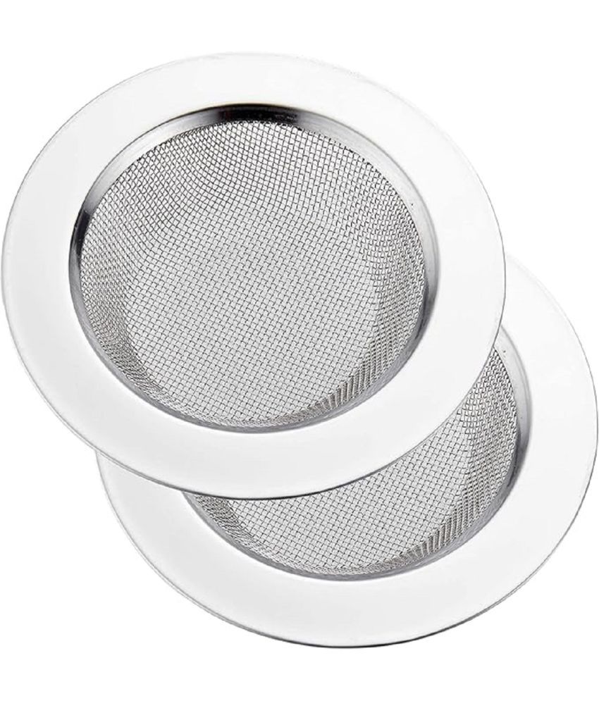     			AGS Kitchen Sink Strainer Heavy-Duty Stainless-Steel Drain Basin Basket Filter Stopper Drainer Jali, 11 cm, Silver,Set of 2