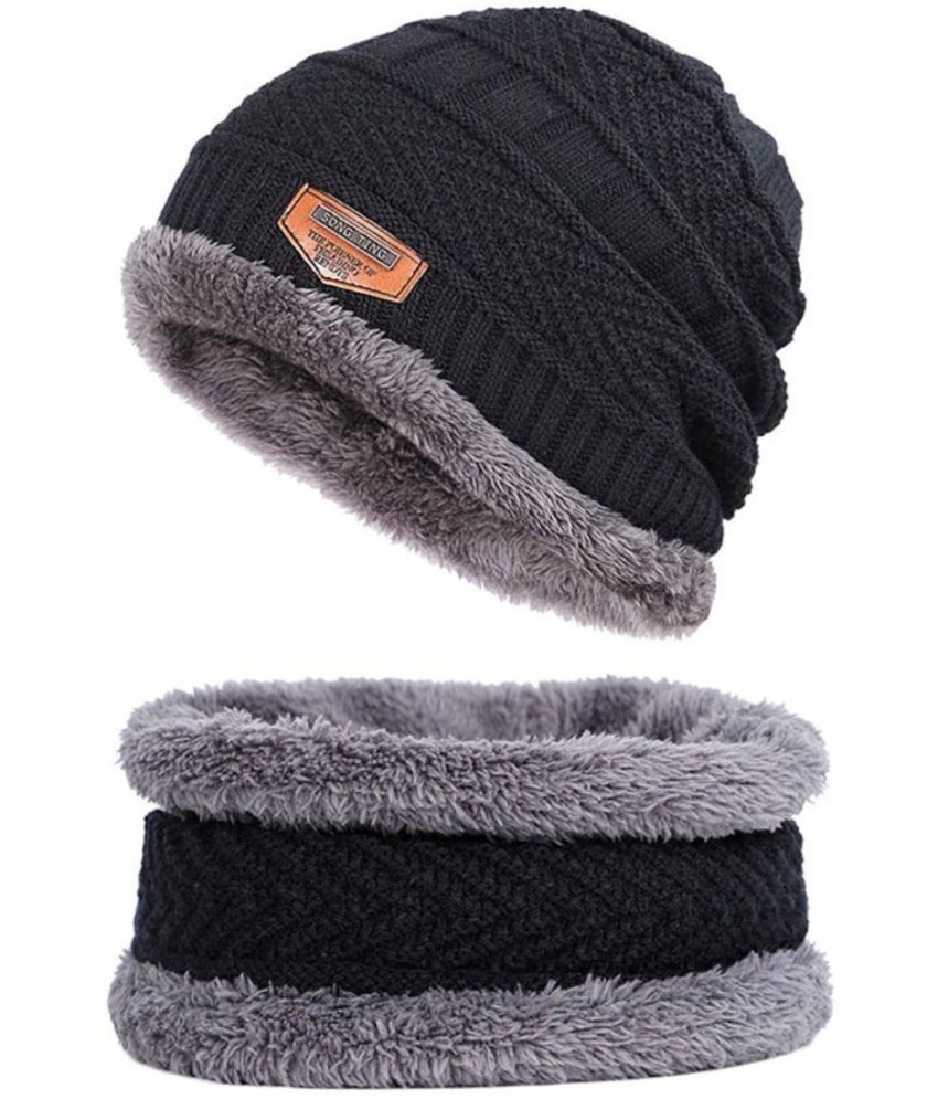     			Alamos Pack of 2 Woollen Men's Cap ( Black )