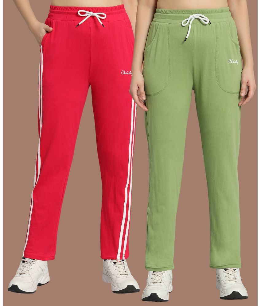     			Christy World Multicolor 3 Cotton Women's Running Trackpants ( Pack of 2 )