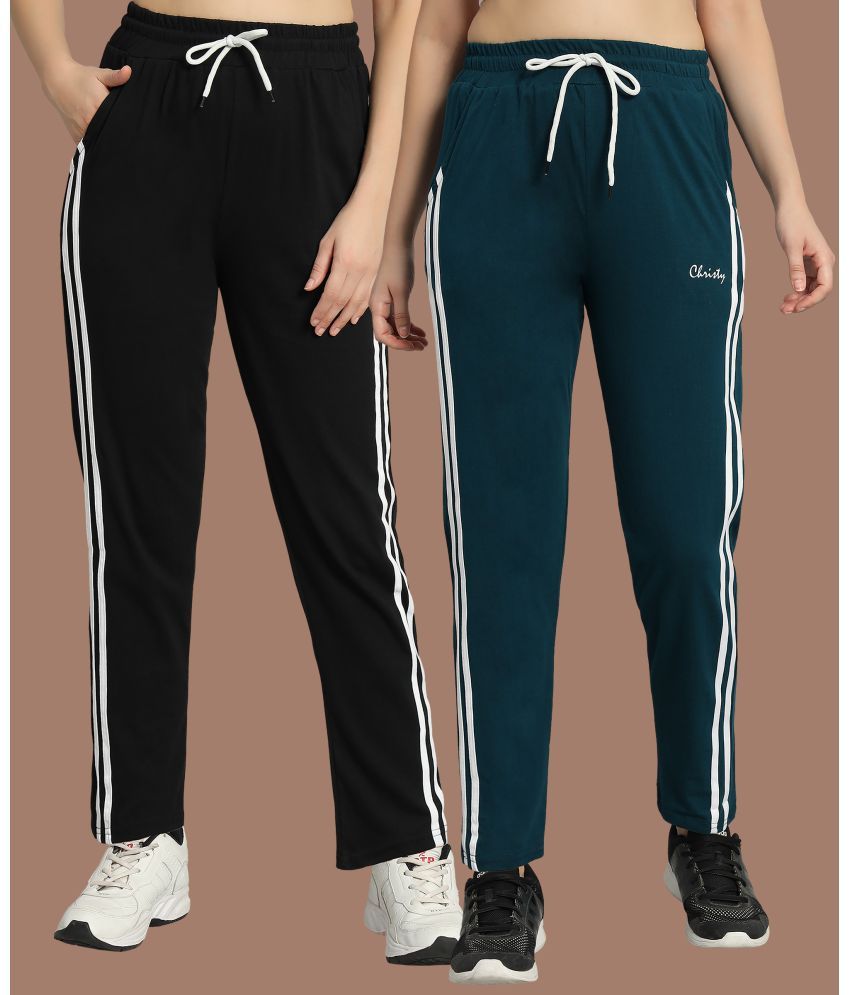     			Christy World Multicolor 4 Cotton Women's Running Trackpants ( Pack of 2 )