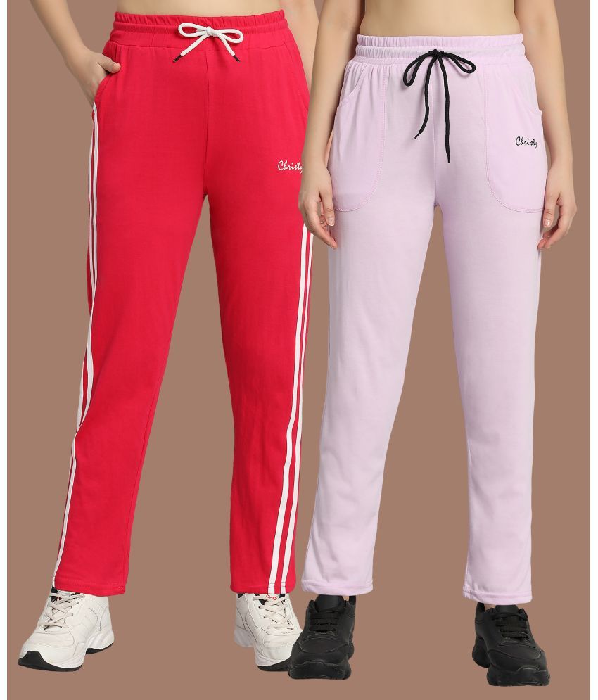     			Christy World Multicolor 5 Cotton Women's Running Trackpants ( Pack of 2 )