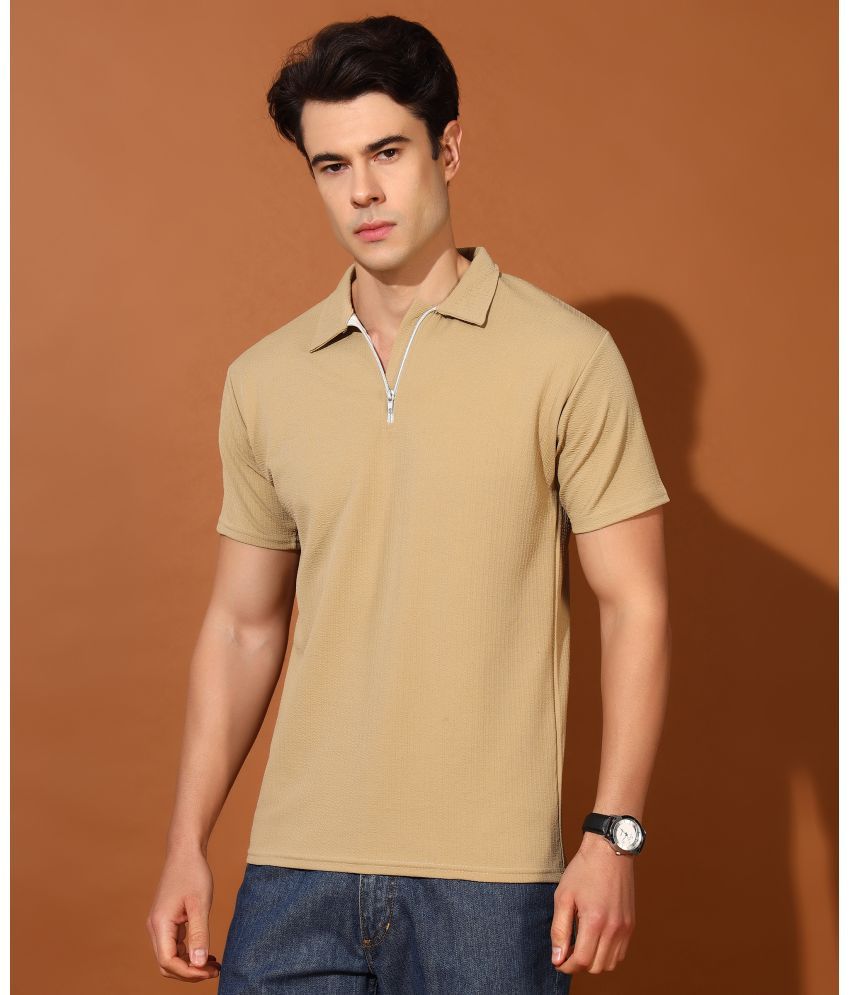     			Christy World Pack of 1 Polyester Regular Fit Solid Half Sleeves Men's Polo T Shirt ( Beige )