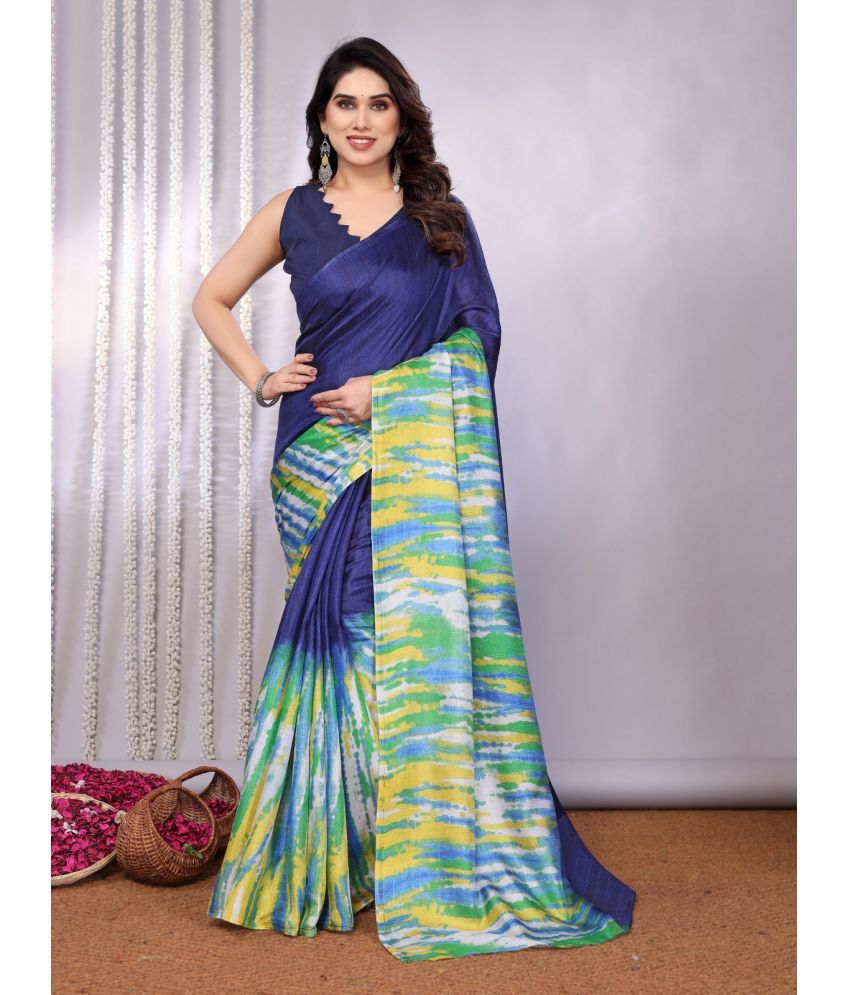     			DIKONA DESIGNER Cotton Printed Saree With Blouse Piece ( Blue , Pack of 1 )