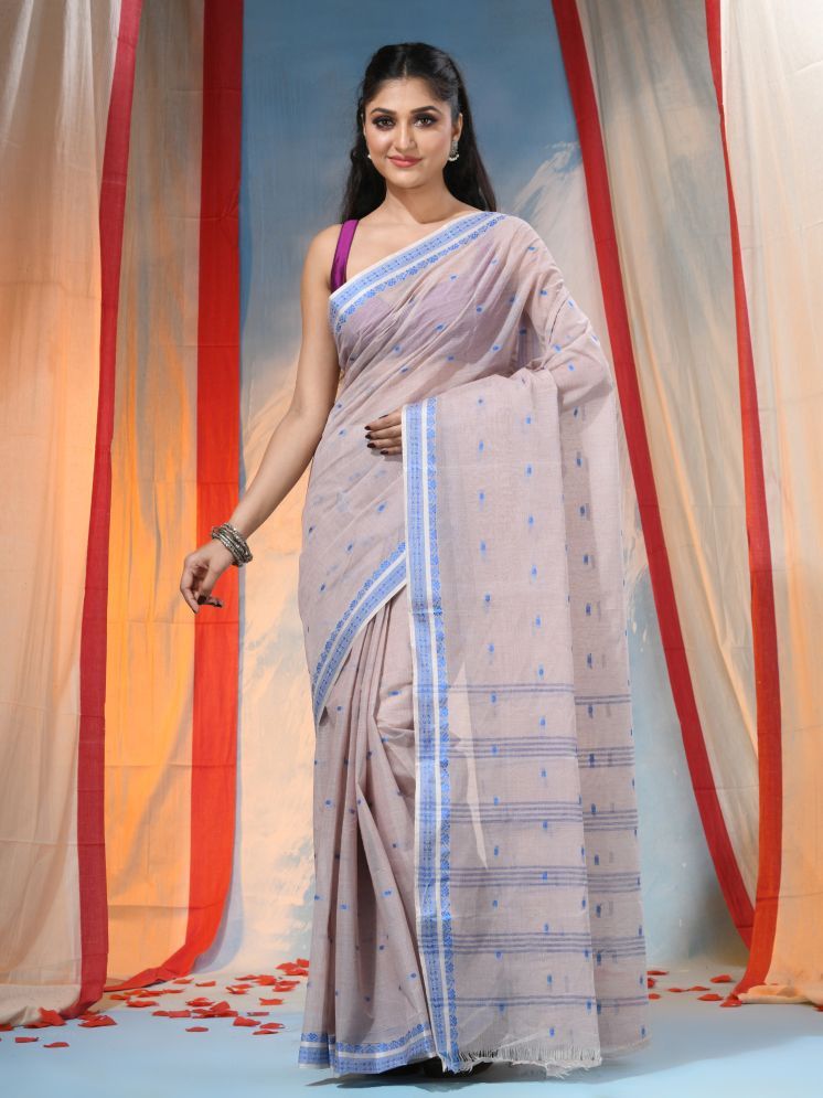     			Desh Bidesh Pack of 1 Cotton Striped Saree Without Blouse Piece ( Grey )