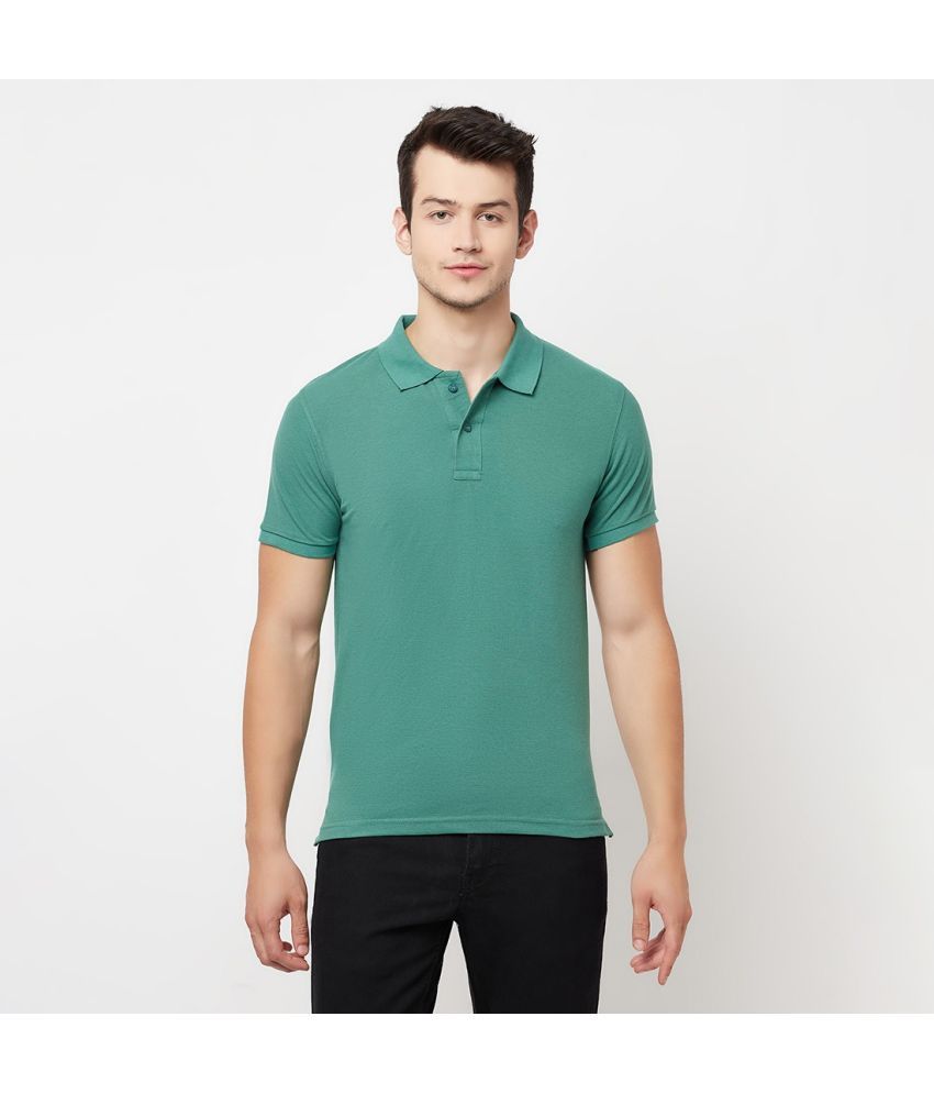     			Odoky Pack of 1 Cotton Blend Slim Fit Solid Half Sleeves Men's Polo T Shirt ( Green )