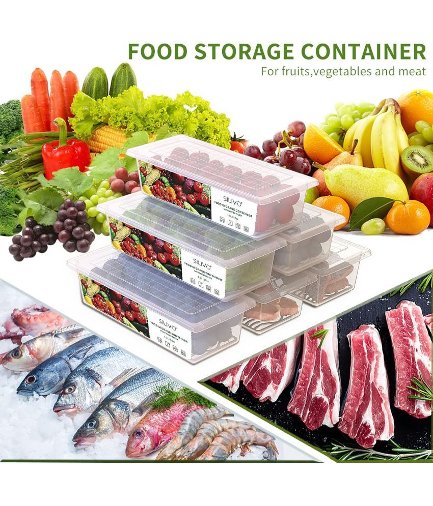     			Stysol Fridge Container Plastic White Food Container ( Set of 6 )