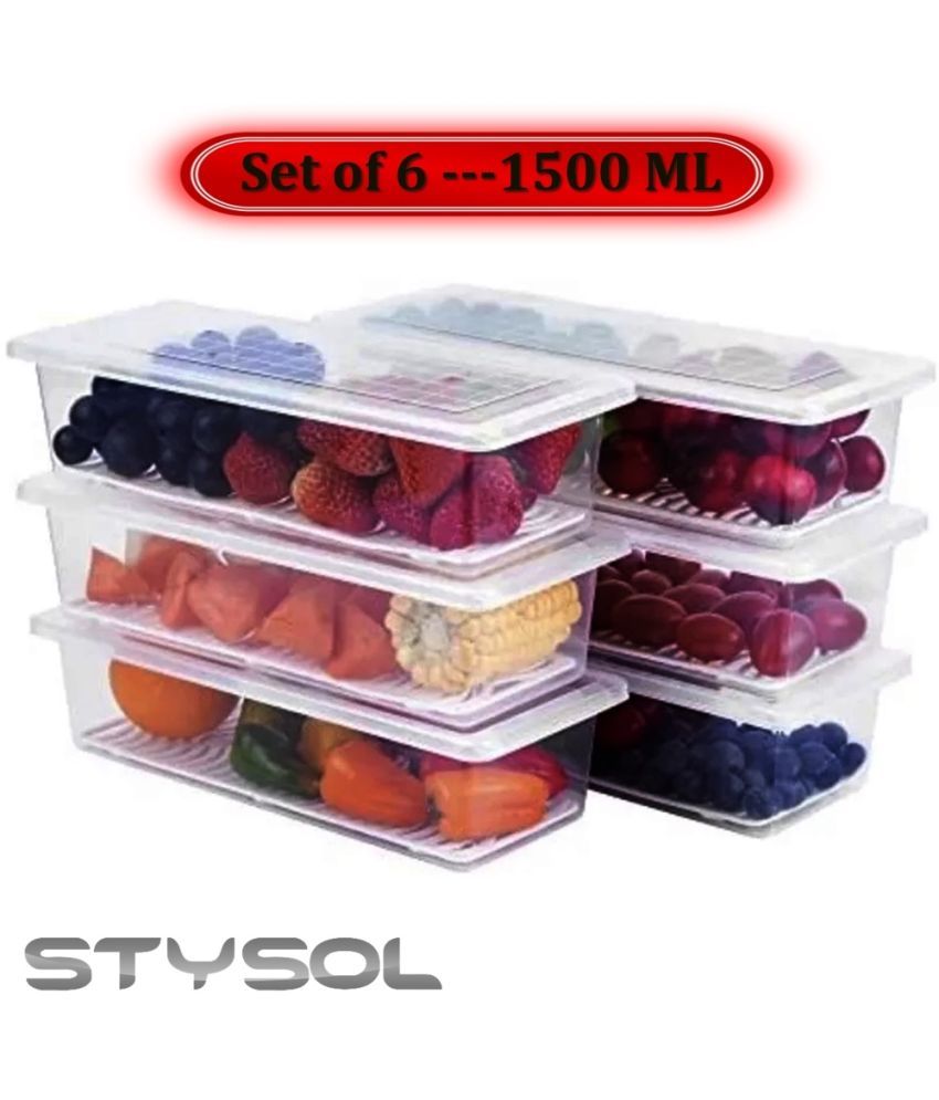     			Stysol Fridge Container Plastic White Food Container ( Set of 6 )