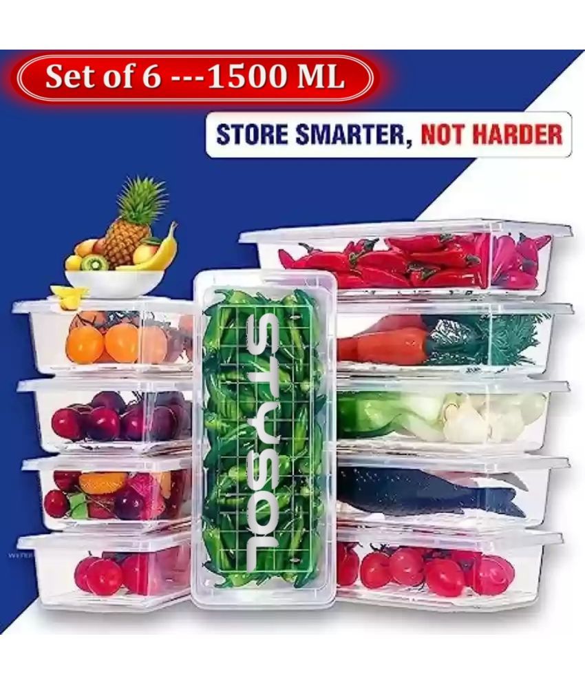     			Stysol Fridge Container Plastic White Food Container ( Set of 6 )