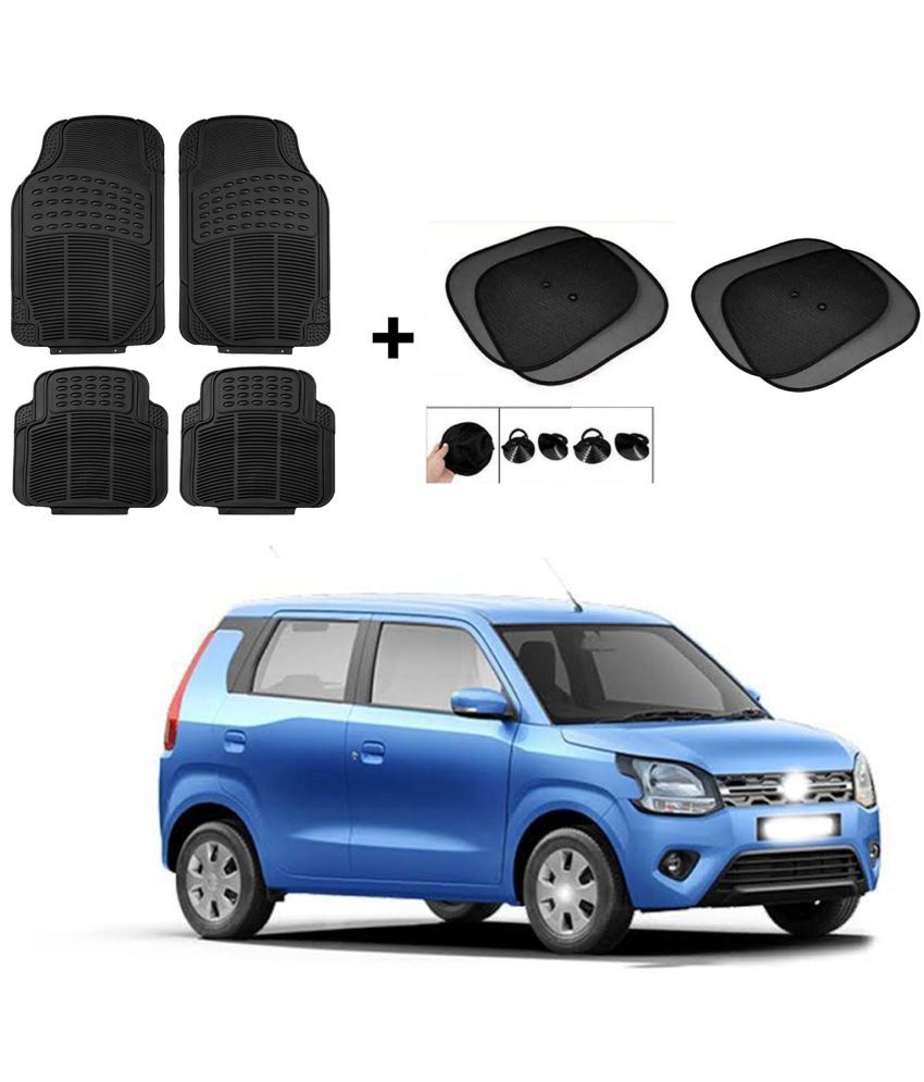     			ARLOOK Car Rubber Foot Mat (Set Of 4) + Sunshades (Set Of 4) For Maruti Suzuki WagonR (All Models)