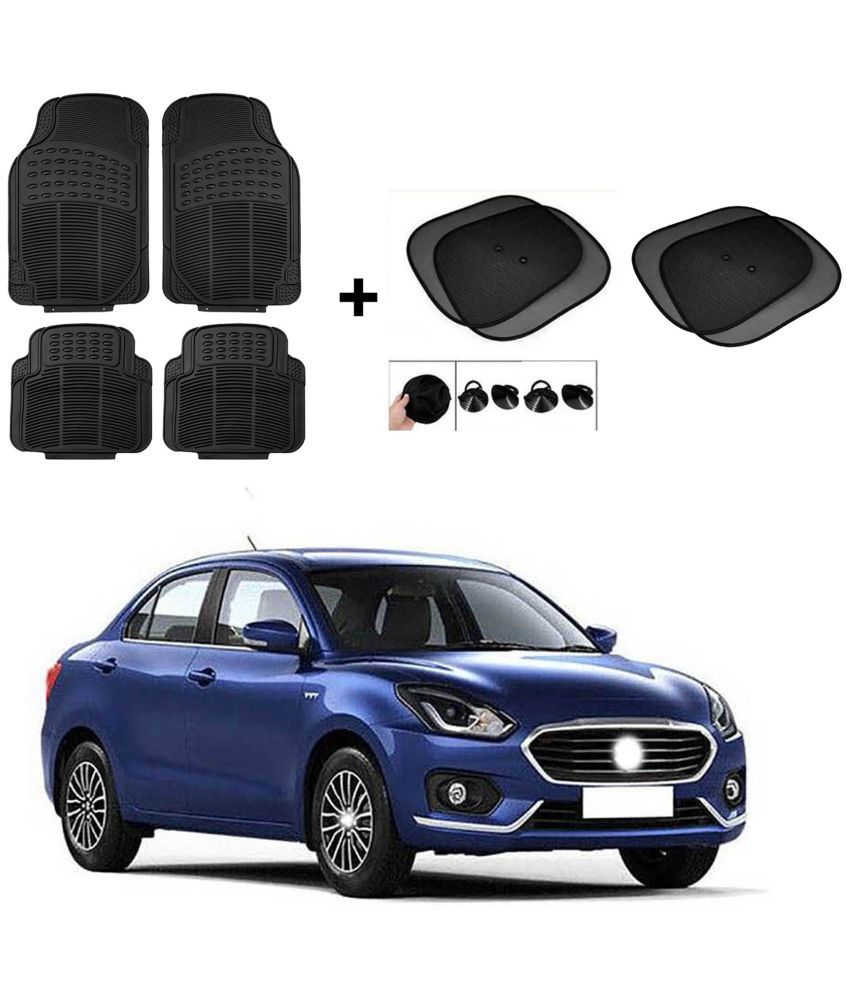     			ARLOOK Car Rubber Foot Mat (Set Of 4) + Sunshades (Set Of 4) For Maruti Suzuki Dizre (All Models)