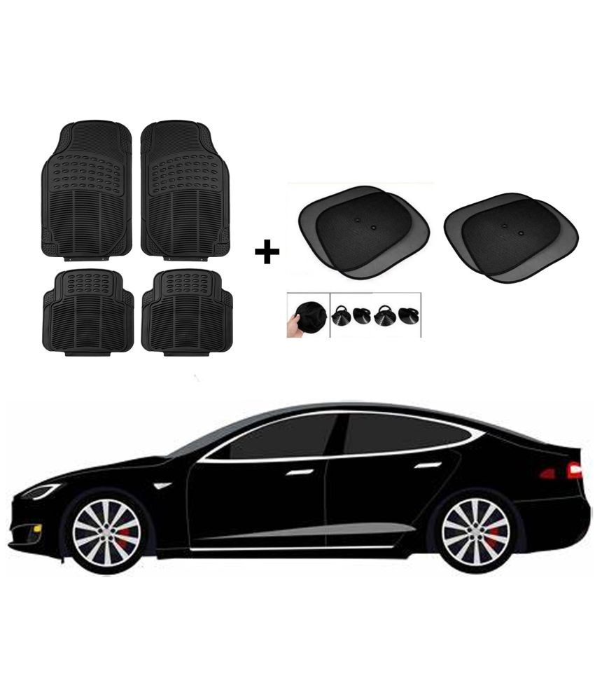     			ARLOOK Car Rubber Foot Mat (Set Of 4) + Sunshades (Set Of 4) For Maruti Suzuki Nippon (All Models)