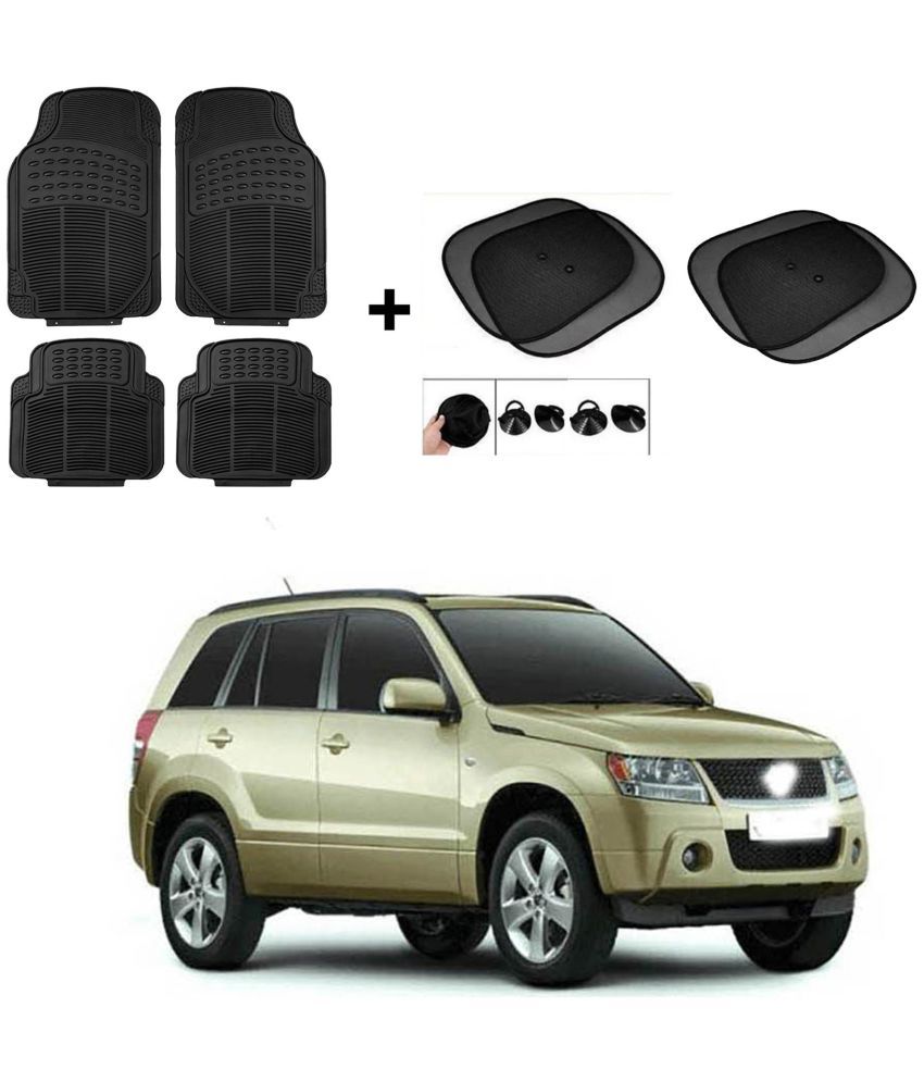     			ARLOOK Car Rubber Foot Mat (Set Of 4) + Sunshades (Set Of 4) For Maruti Suzuki Grand Vitara (All Models)