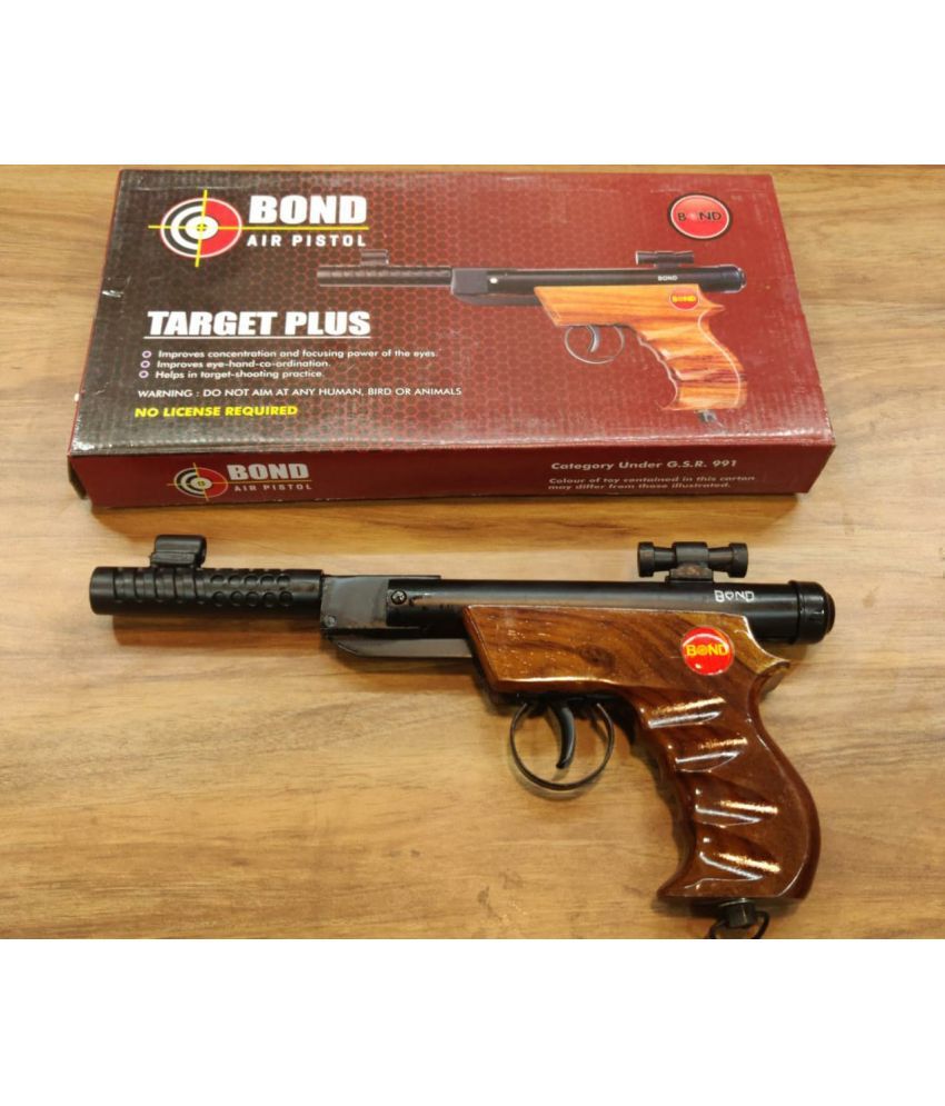     			Brown Handel Air Pistol Metal Gun / Bandook With Free Cover And 200 Pellets / Bullets For Adults