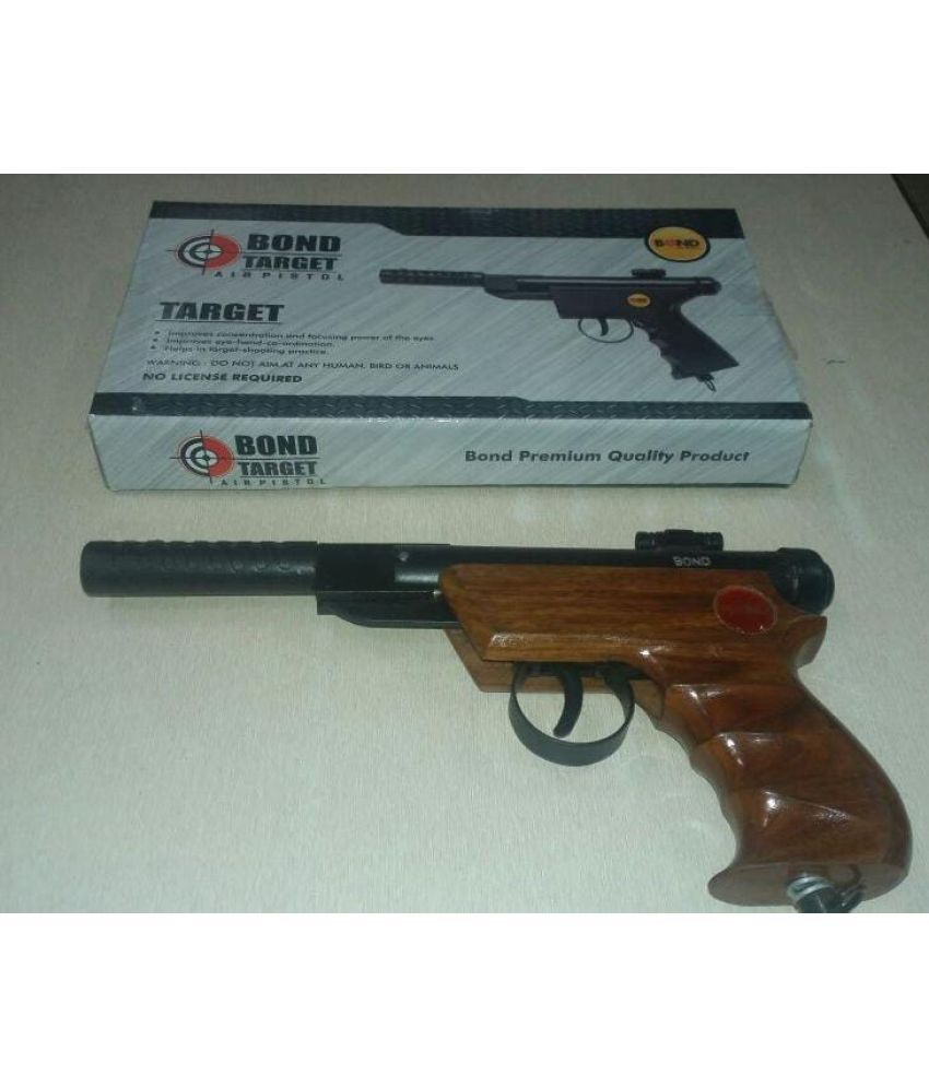     			Brown Handel Air Pistol Metal Gun / Bandook With Free Cover And 200 Pellets / Bullets For Adults