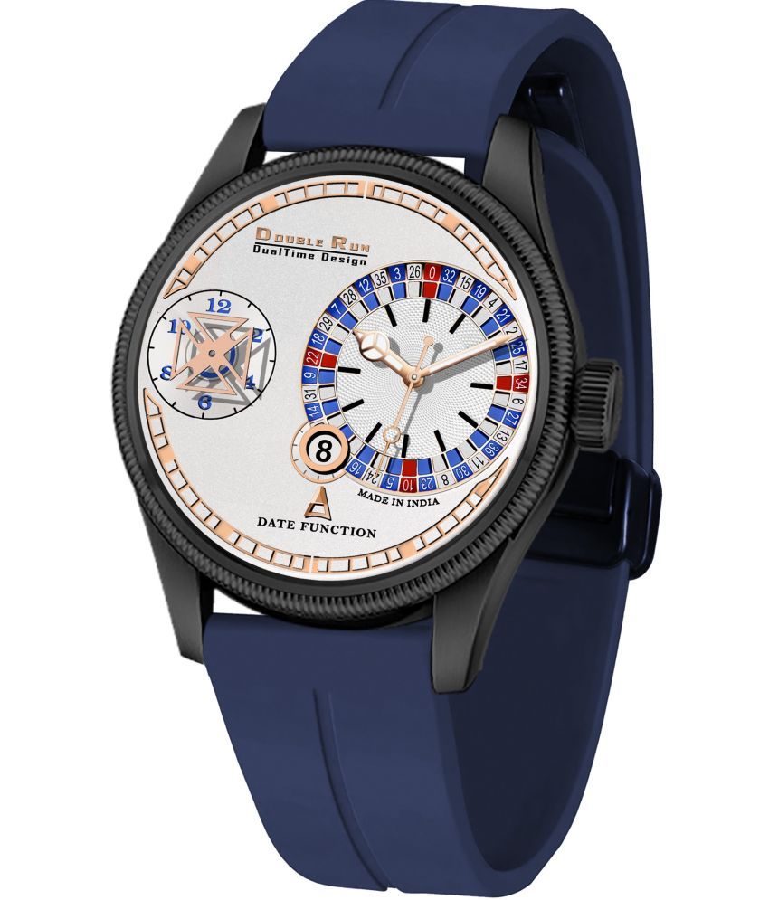     			DoubleRun Blue Silicon Chronograph Men's Watch