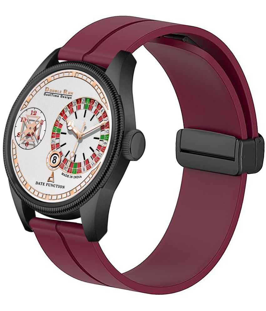     			DoubleRun Maroon Silicon Chronograph Men's Watch