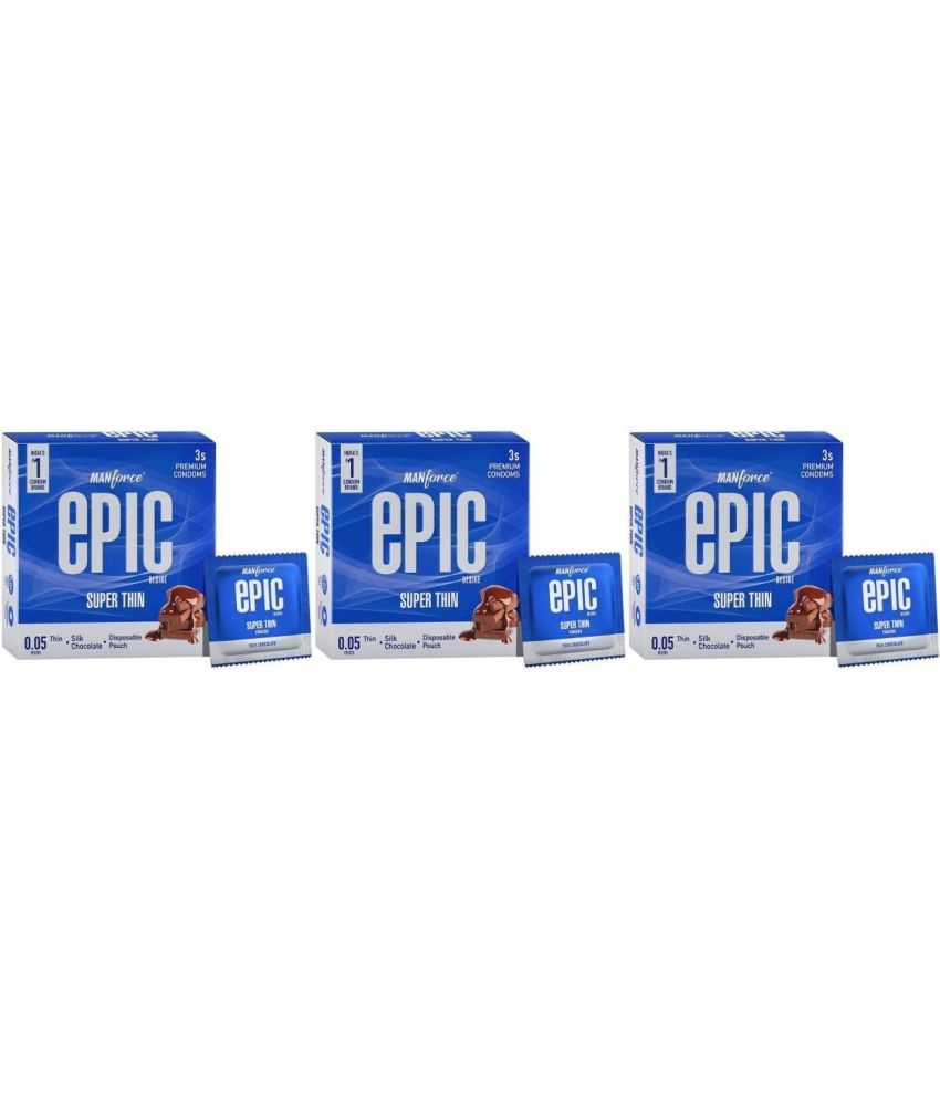     			MANFORCE Epic Desire Super Thin Premium Condoms for Men Silk Chocolate Flavour Condom (3 Sheets) x Pack of 3