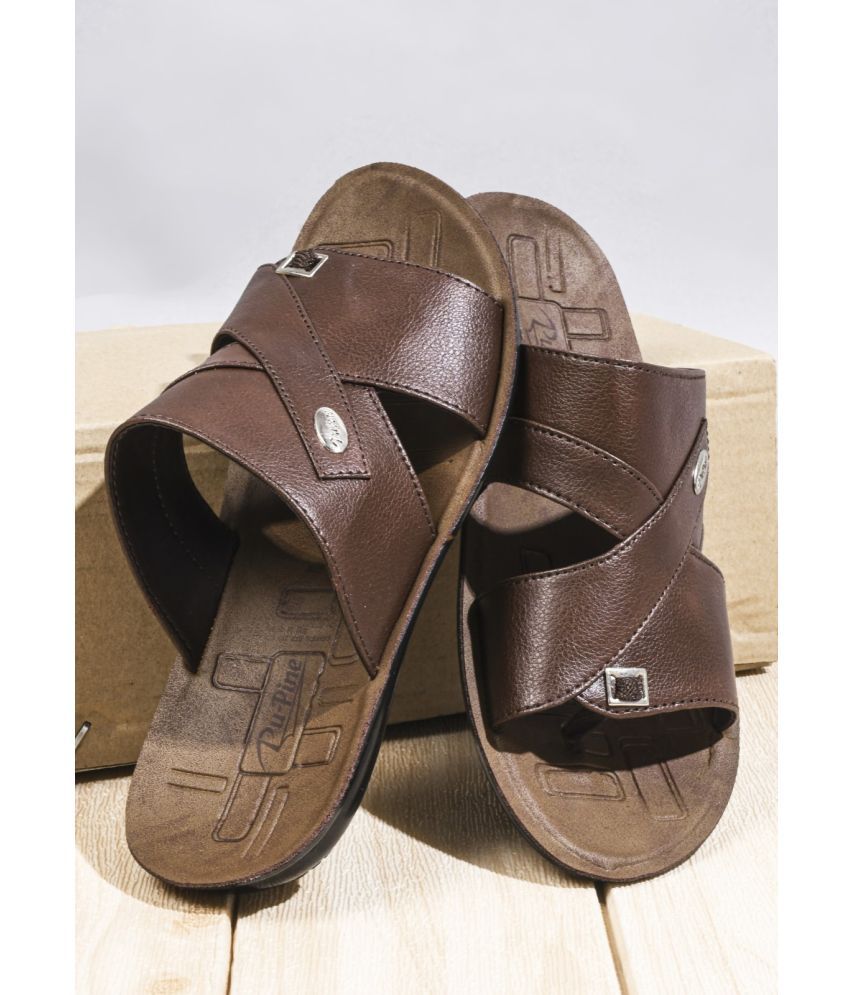     			PUPINE Brown Men's Thong Flip Flop