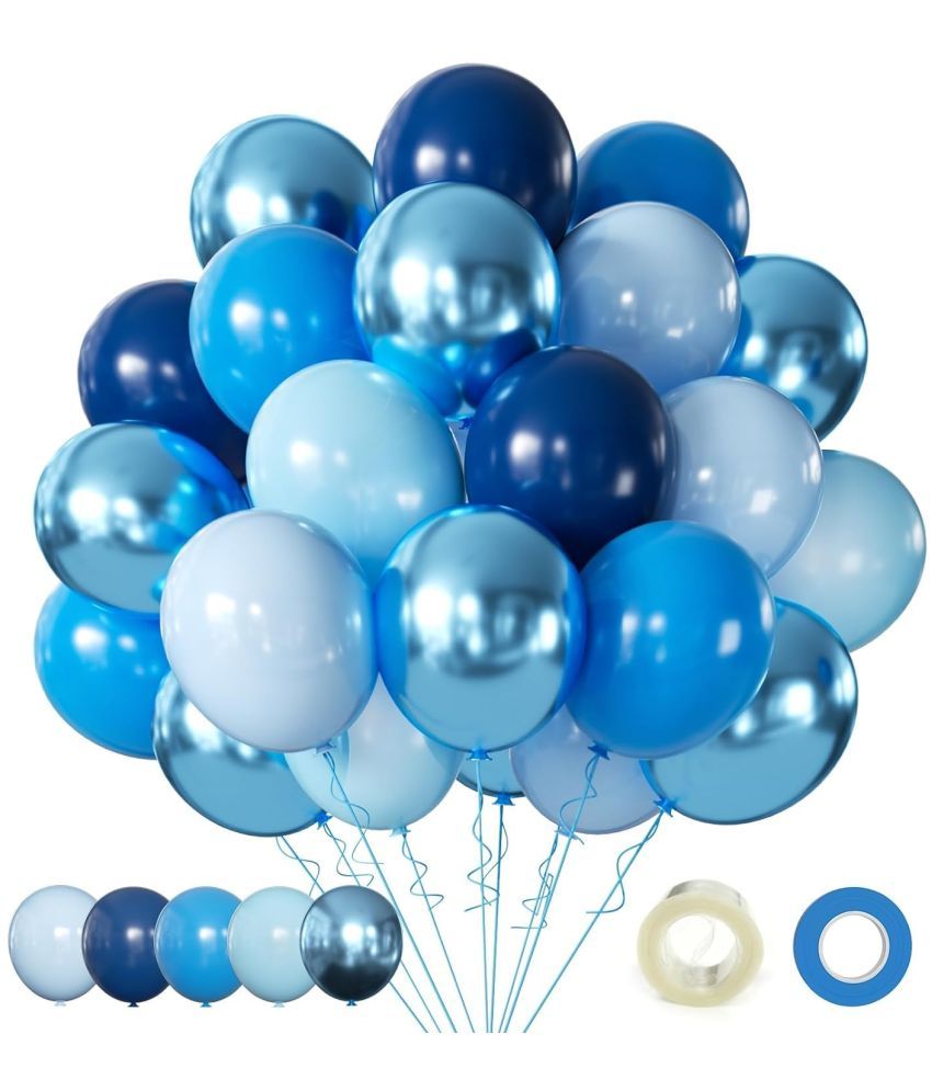     			PartyBooms Light Blue Navy Blue Party Balloons, 25pcs 12 inch Metallic Chrome Blue Balloons Pearl Blue Balloons Baby Blue Balloons Navy Blue Latex Balloons for Boy Birthday