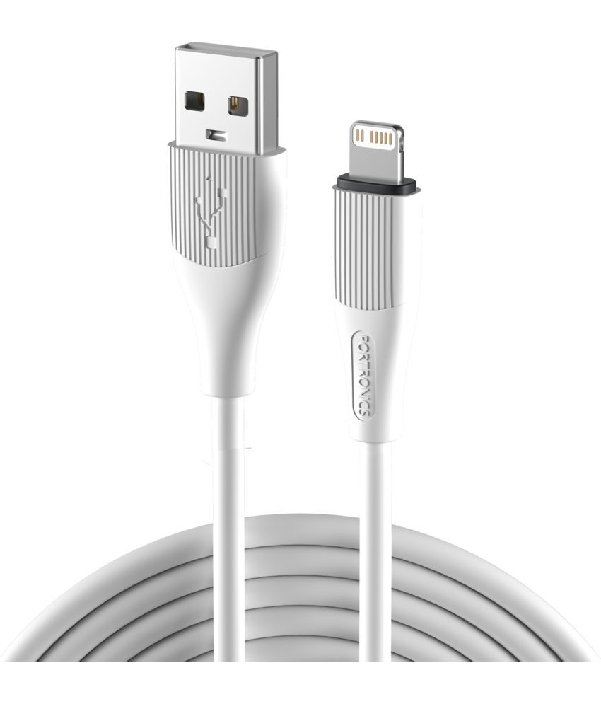     			Portronics White 3A Lightning Cable 1 Meter