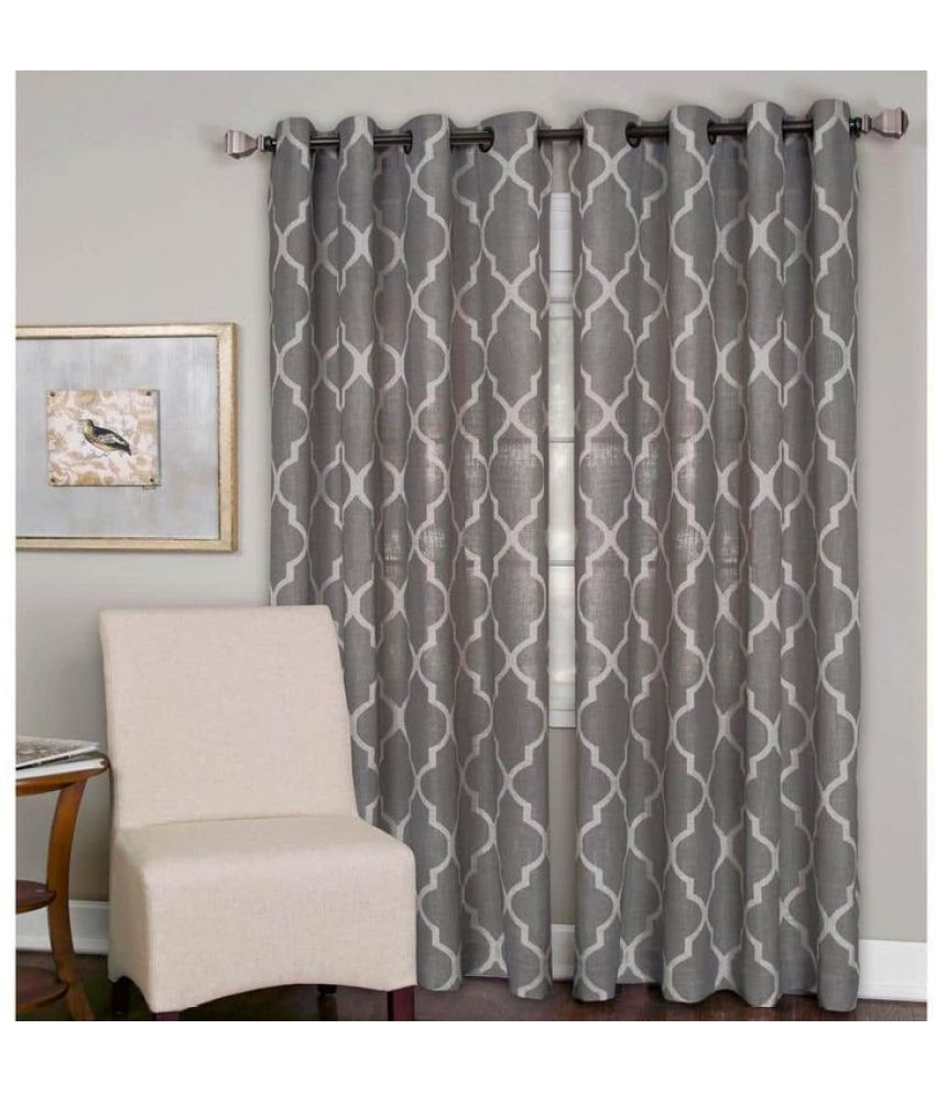     			S23 Graphic Room Darkening Eyelet Curtain 7 ft ( Pack of 1 ) - Brown