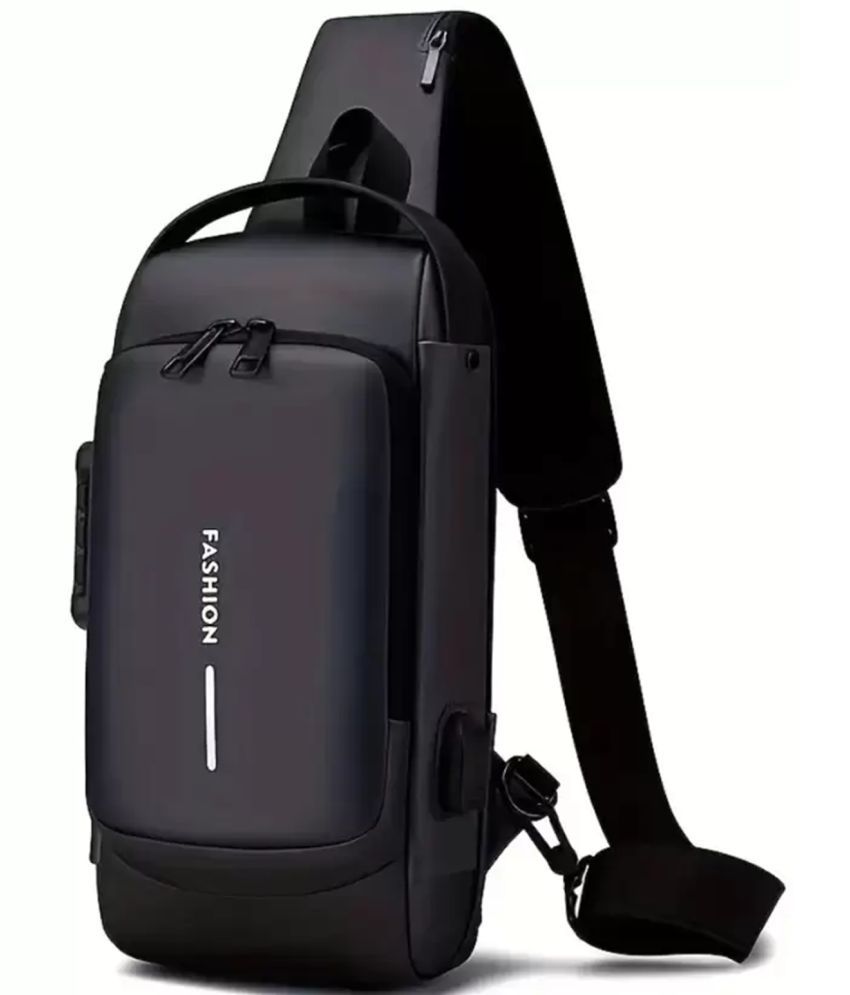     			Shopeleven Black Solid Messenger Bag