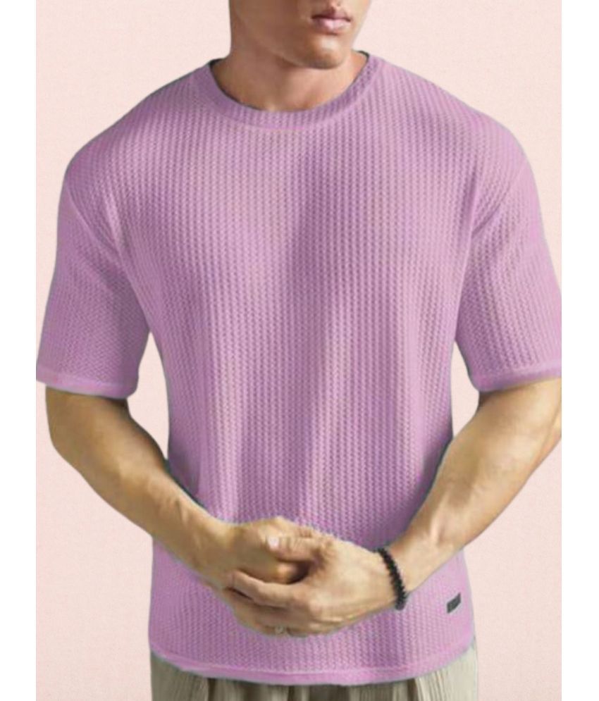     			TAZO Polyester Regular Fit Solid Half Sleeves Men's Round T-Shirt - Lavender ( Pack of 1 )