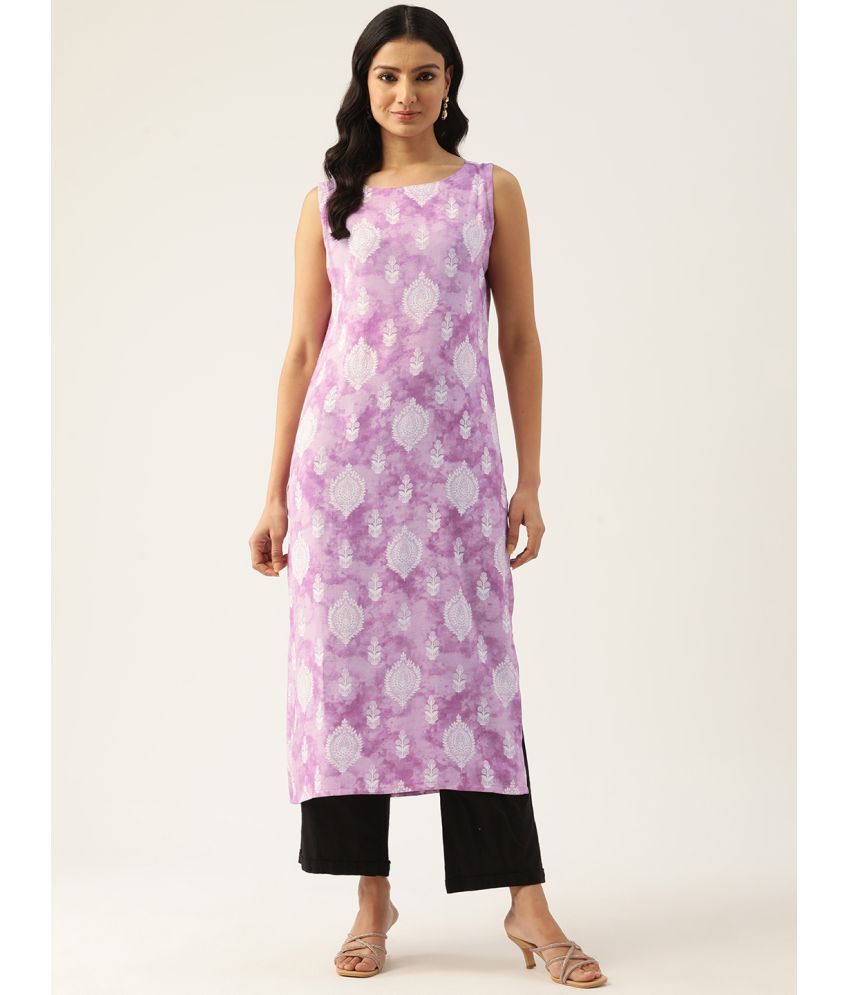     			feranoid Pack of 1 Cotton Blend Printed Straight Women's Kurti - ( Purple )