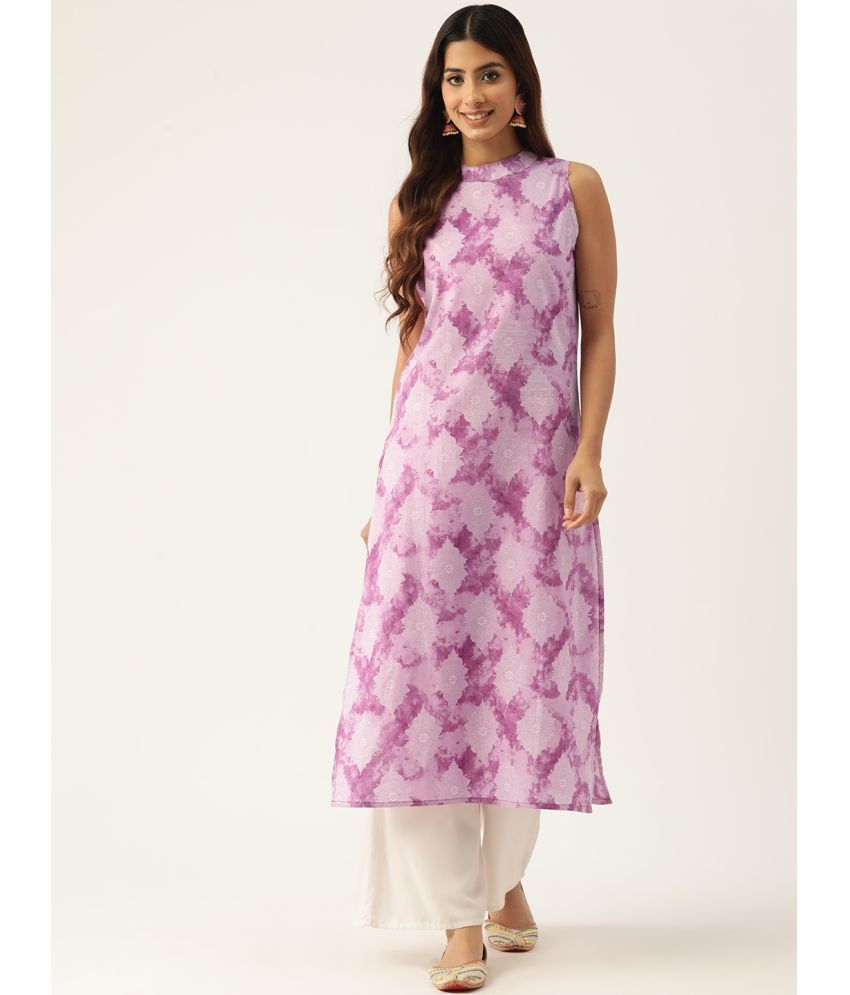     			feranoid Pack of 1 Cotton Blend Printed Straight Women's Kurti - ( Purple )