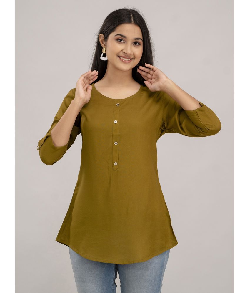     			feranoid Pack of 1 Viscose Rayon Solid A-line Women's Kurti - ( Green )