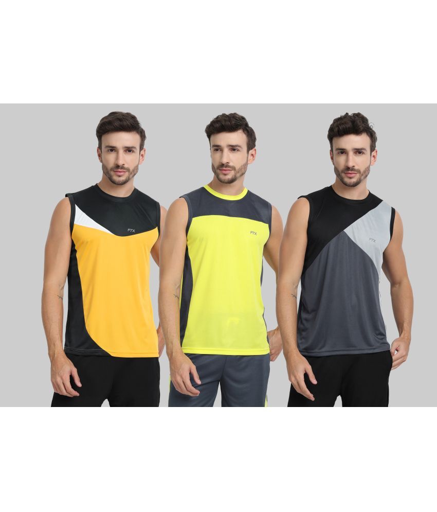     			FTX Pack of 3 Polyester Basic Vest For Men ( Grey )