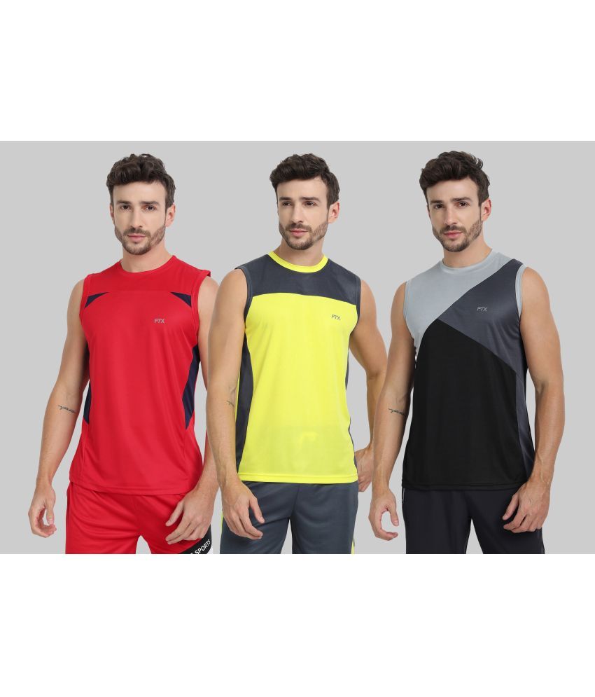     			FTX Pack of 3 Polyester Basic Vest For Men ( Grey )