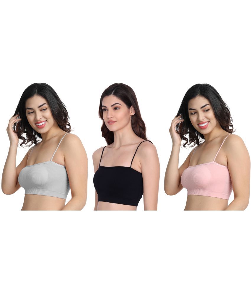     			Flenzy Pack of 3 Cotton Blend Lightly Padded Cami bra For Women ( Multicolor )