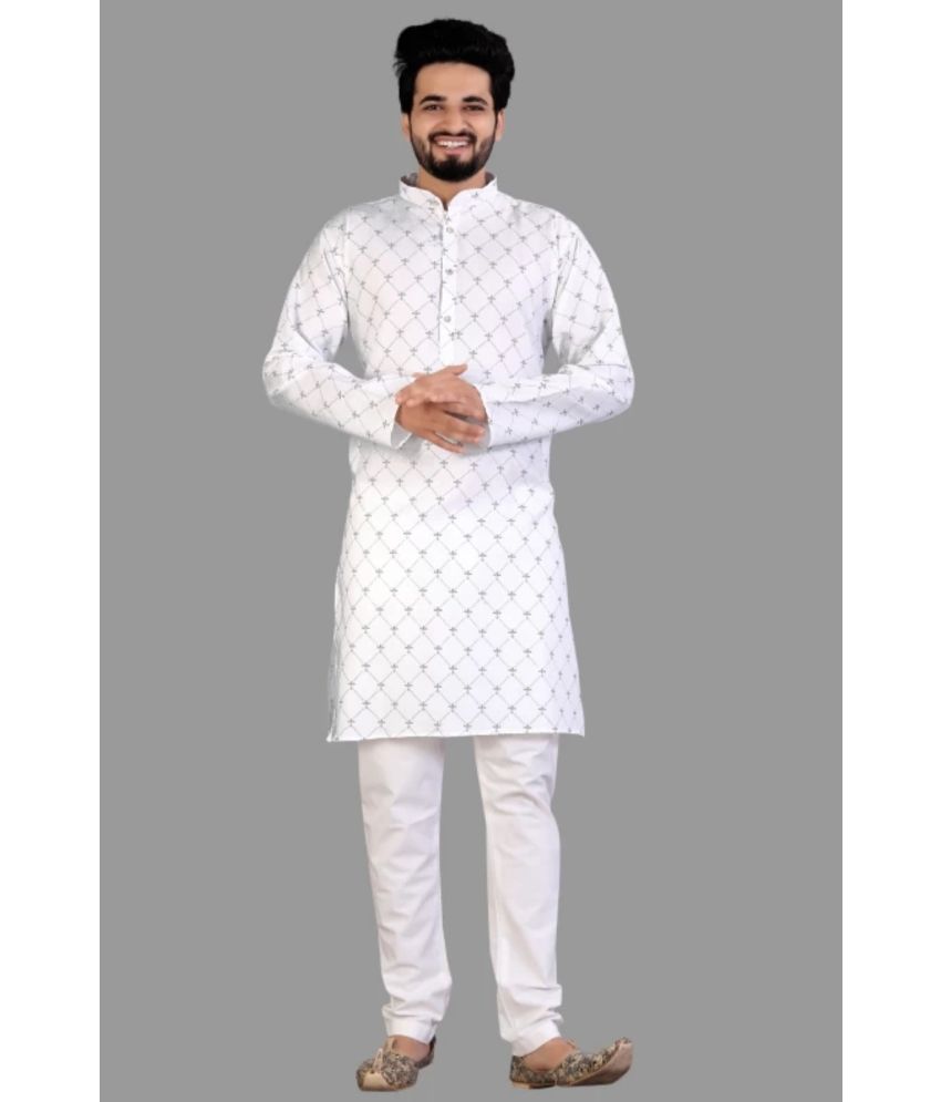     			Nofilter White Cotton Blend Regular Fit Men's Kurta Pyjama Set ( Pack of 1 )