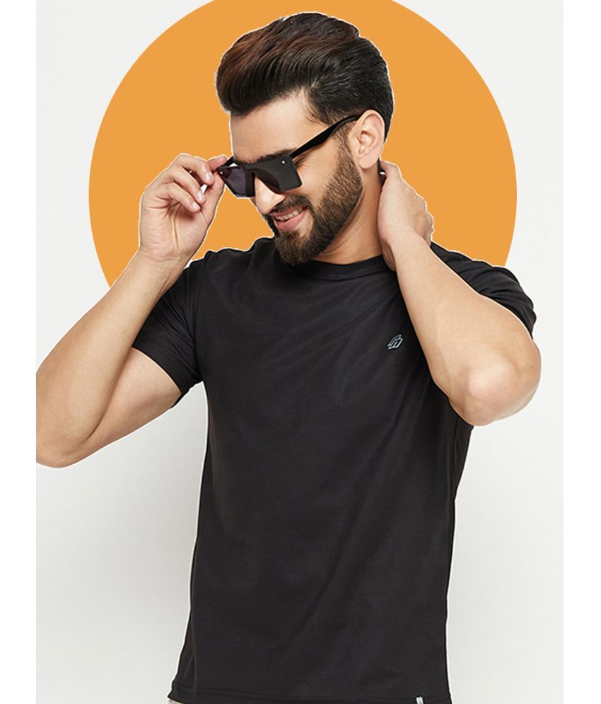     			Nuovo Cotton Blend Regular Fit Solid Half Sleeves Men's Round T-Shirt - Black ( Pack of 1 )