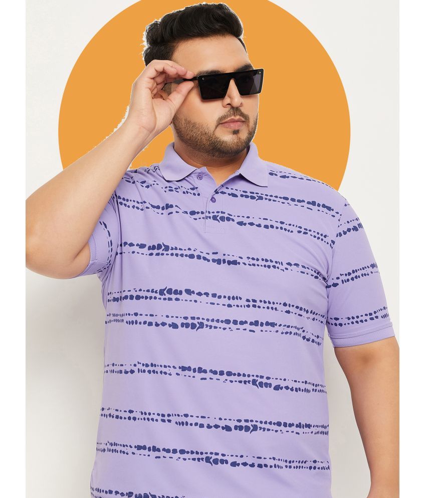     			Nuovo Pack of 1 Cotton Blend Regular Fit Printed Half Sleeves Men's Polo T Shirt ( Purple )