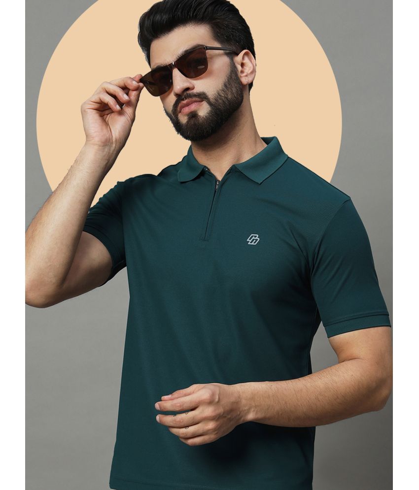     			Nuovo Pack of 1 Cotton Blend Regular Fit Solid Half Sleeves Men's Polo T Shirt ( Dark Green )