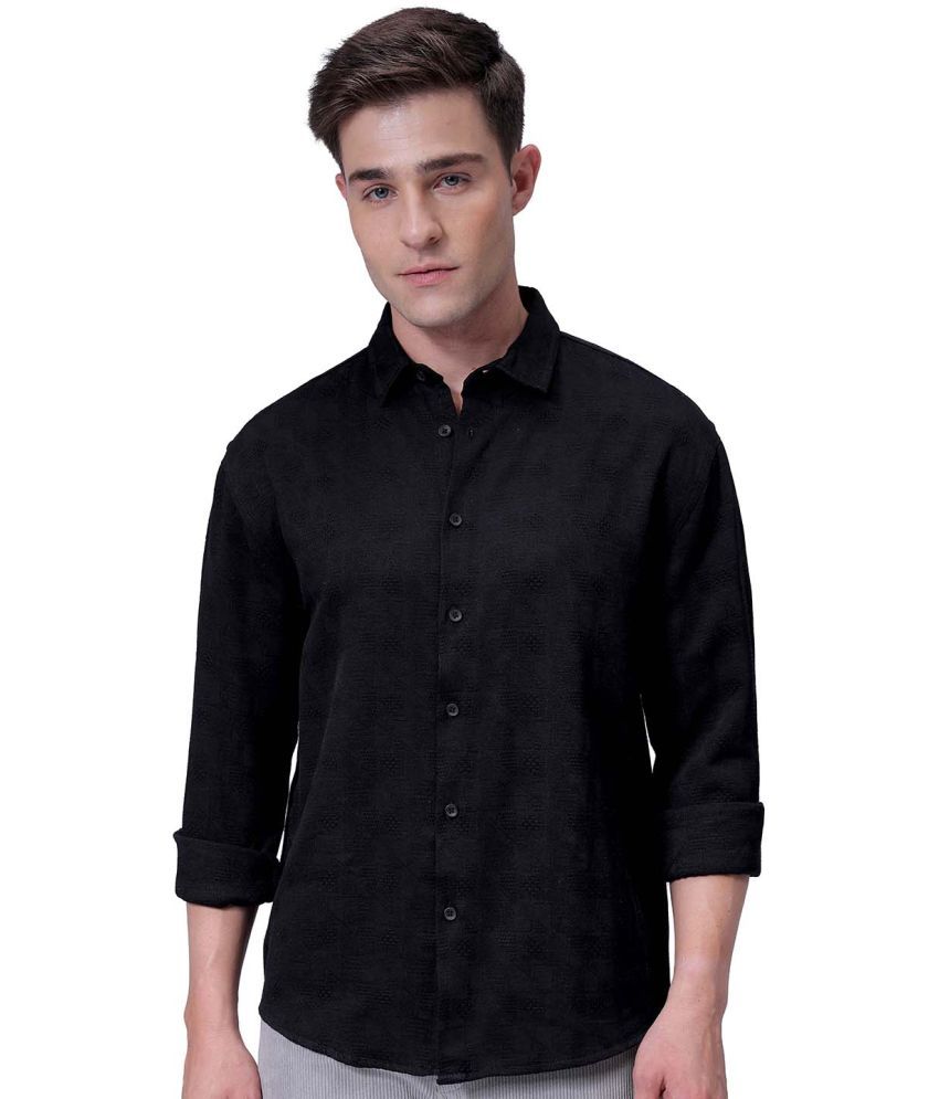     			The Indian Garage Co. Poly Cotton Relaxed Fit Solids Full Sleeves Men's Casual Shirt - Black ( Pack of 1 )