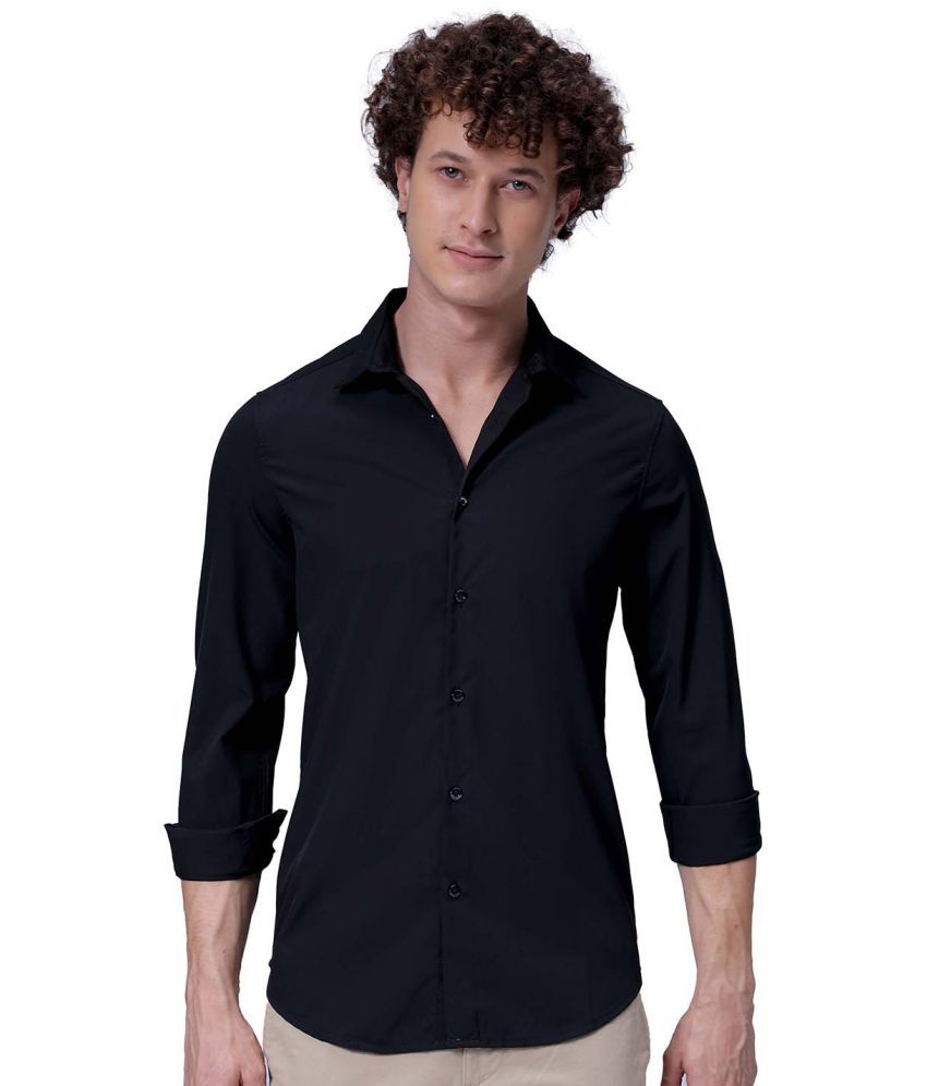     			The Indian Garage Co. Polyester Slim Fit Solids Full Sleeves Men's Casual Shirt - Black ( Pack of 1 )