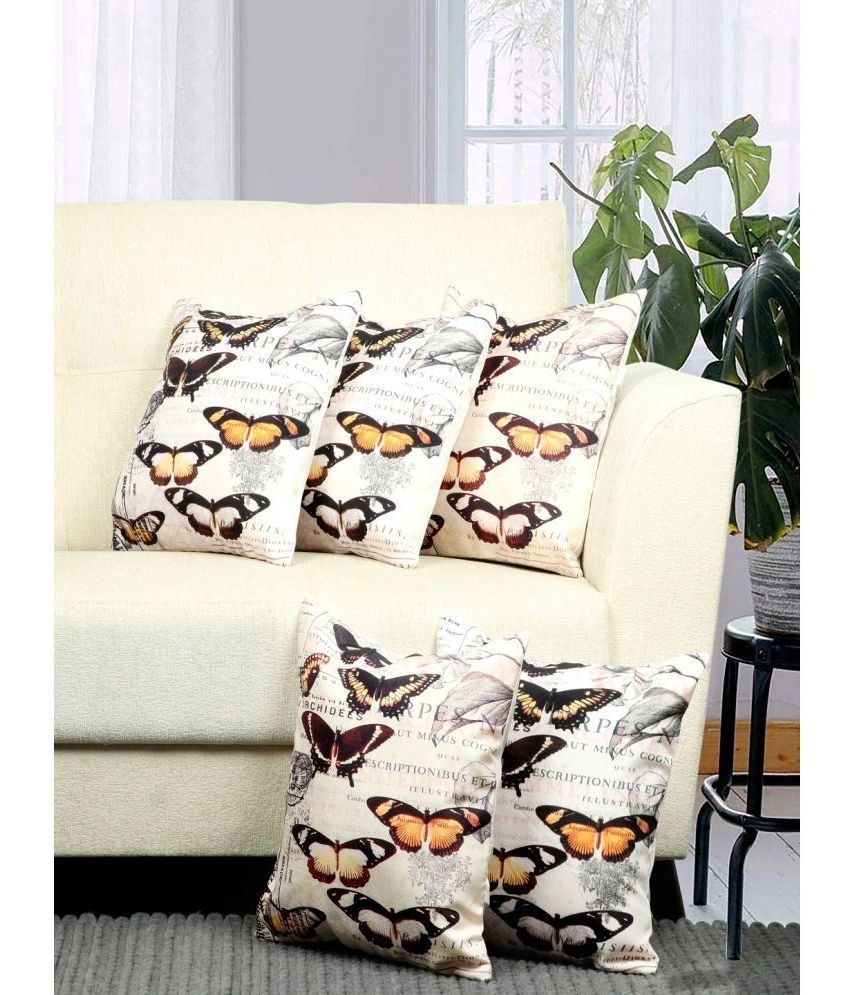     			BELLA TRUE Set of 5 Polyester Birds Square Cushion Cover (40X40)cm - Multicolor