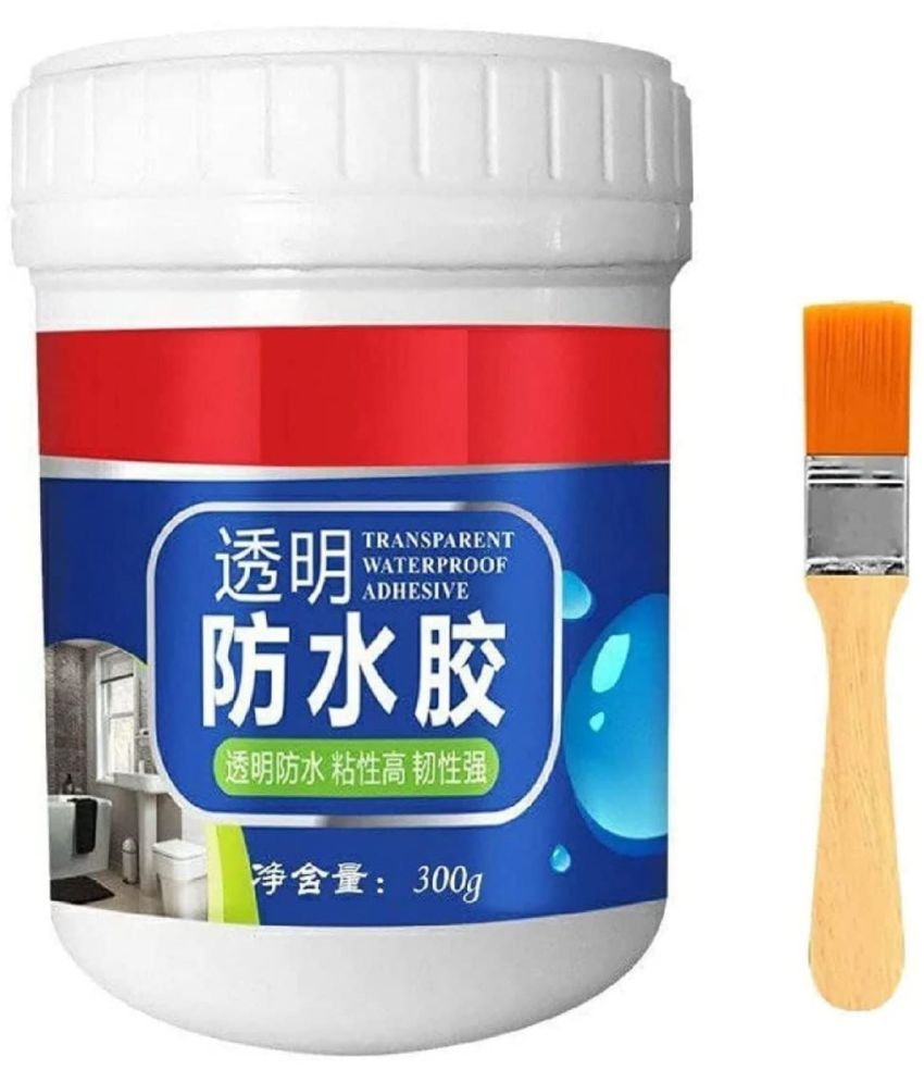     			Crack Seal Glue 300gm with Brush Transparent Waterproof Glue for Roof Leakage Crack Seal Agent Roof Water Leakage Solution Water Proof Glue Transparent Glue Waterproofing for Pipe Wall Tiles