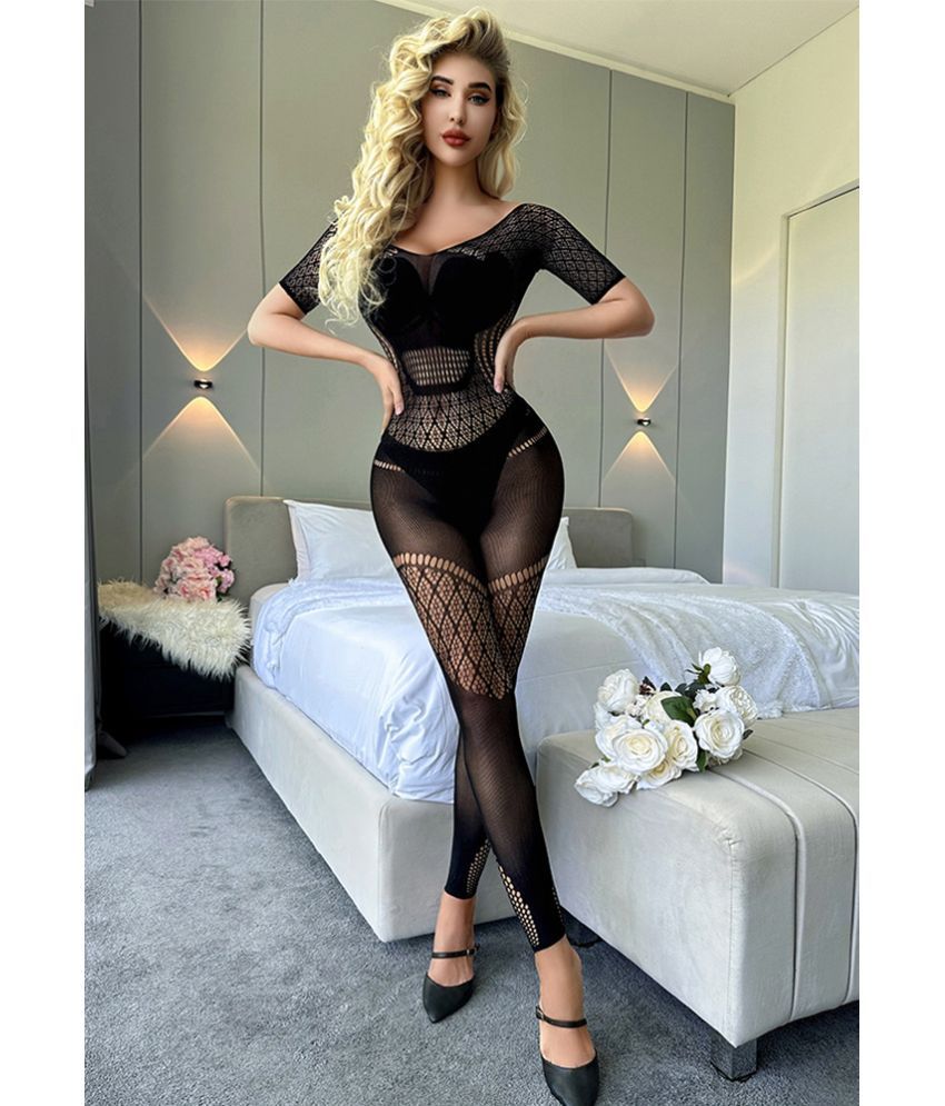     			FIHA Womens Fishnet Bodystocking Crotchless Bodysuit Tights Soft Nightwear Lingerie